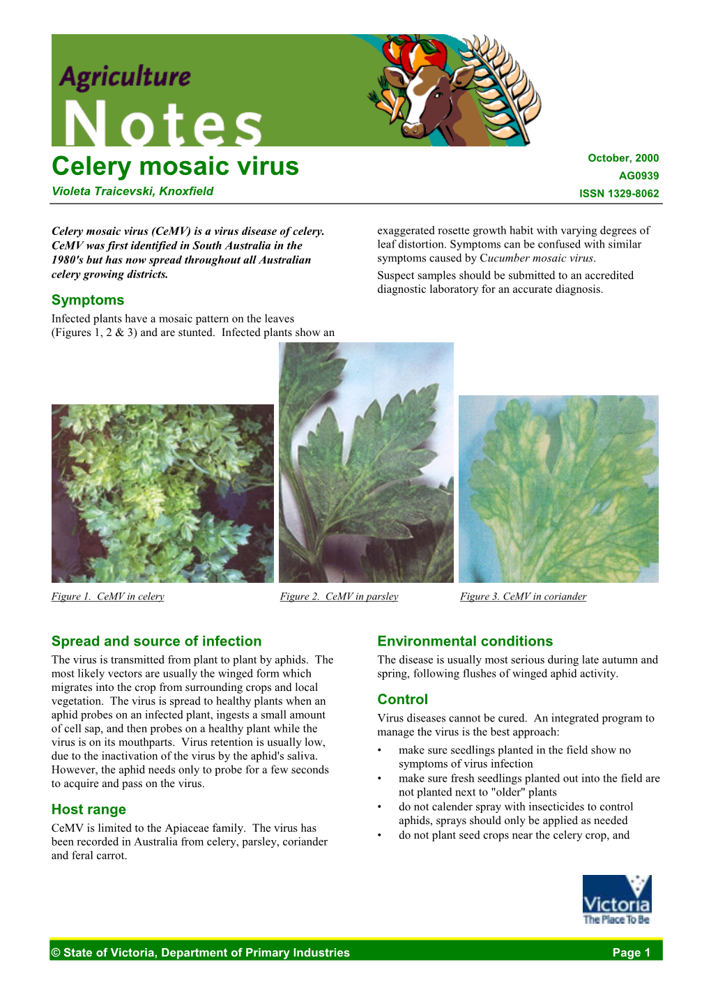 Celery Mosaic Virus (DPI Vic)