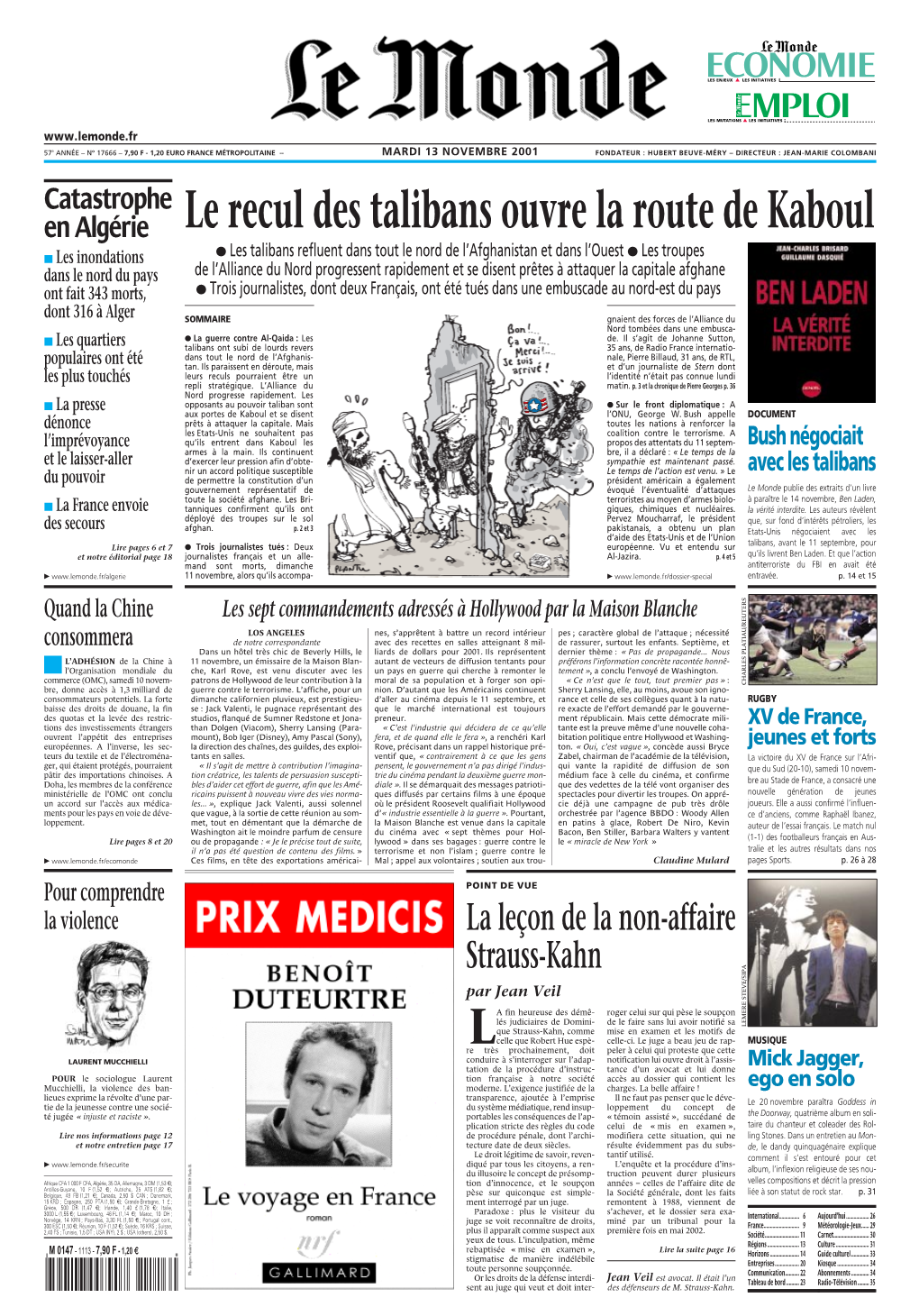 LE MONDE/PAGES&lt;UNE&gt;