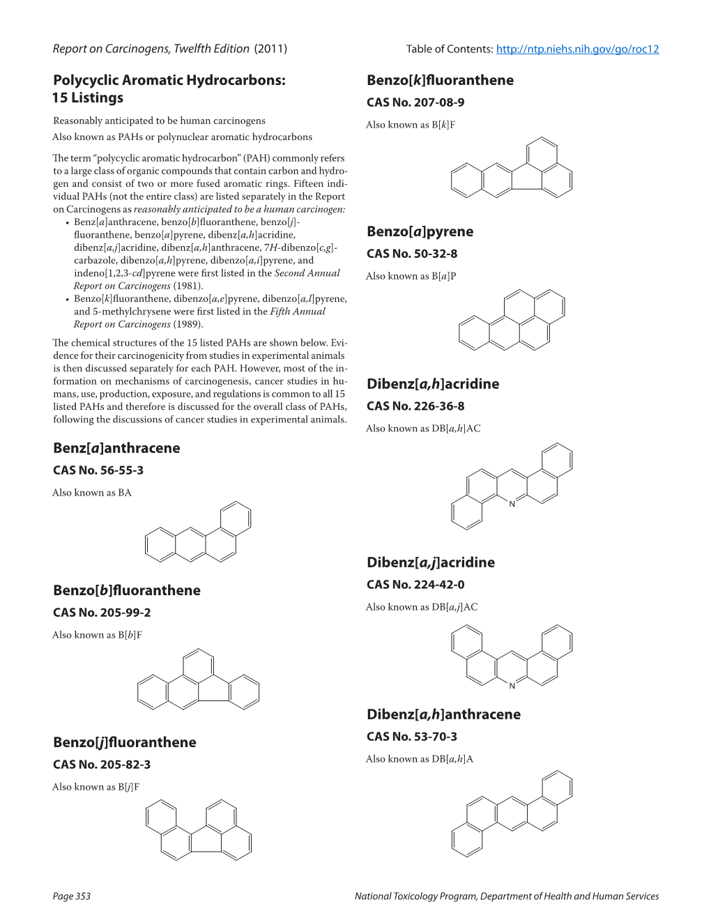 Benzo[B]Fluoranthene, Benzo[J]­ Fluoranthene, Benzo[A]Pyrene, Dibenz[A,H]Acridine, Benzo[A]Pyrene Dibenz[A,J]­Acridine, Dibenz[A,H]Anthracene, 7H-Dibenzo[C,G]­ CAS No