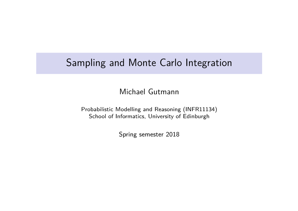 Sampling and Monte Carlo Integration