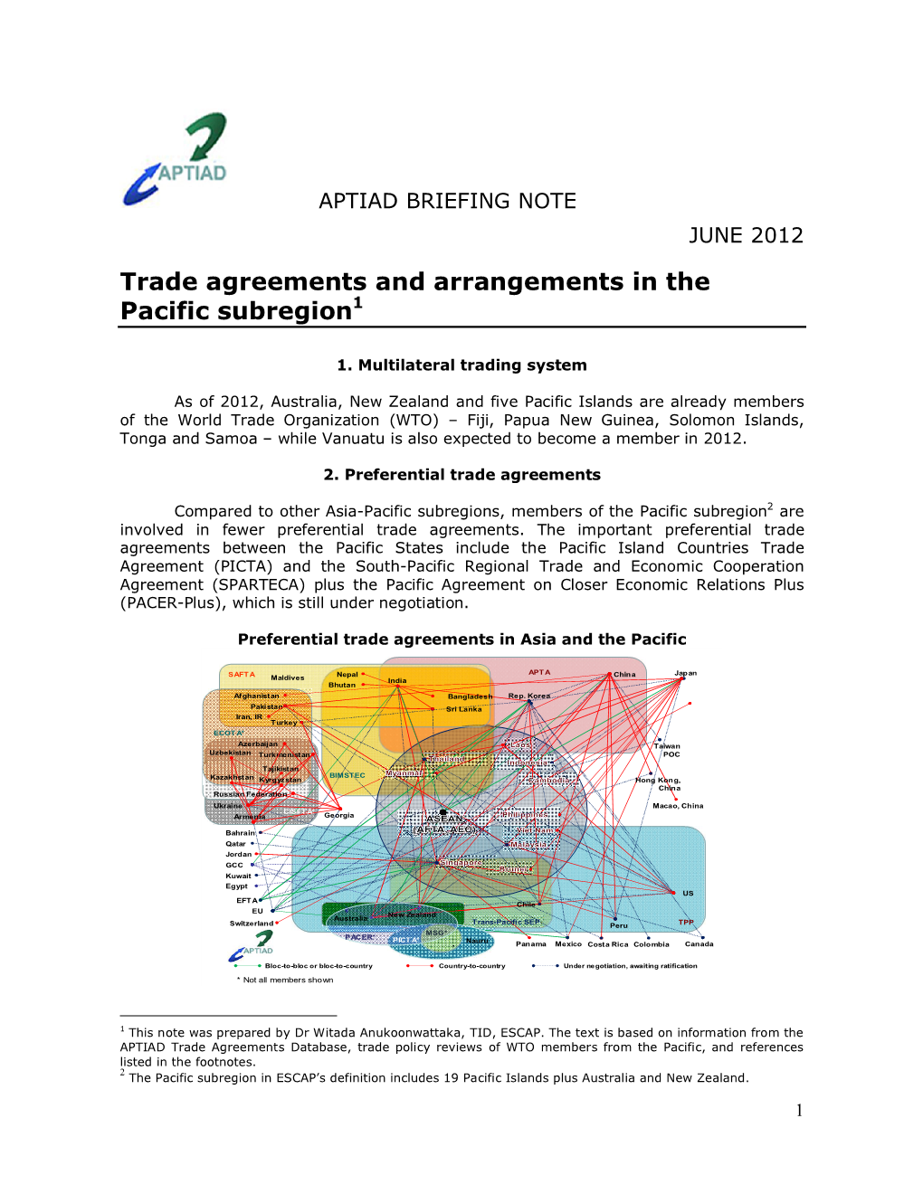 Trade Agreements and Arrangements in the Pacific Subregion1