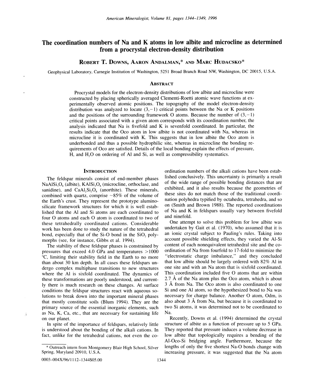 The Coordination Numbers of Na and K Atoms in Low Albite and Microcline As Determined from a Procrystal Electron-Density Distribution