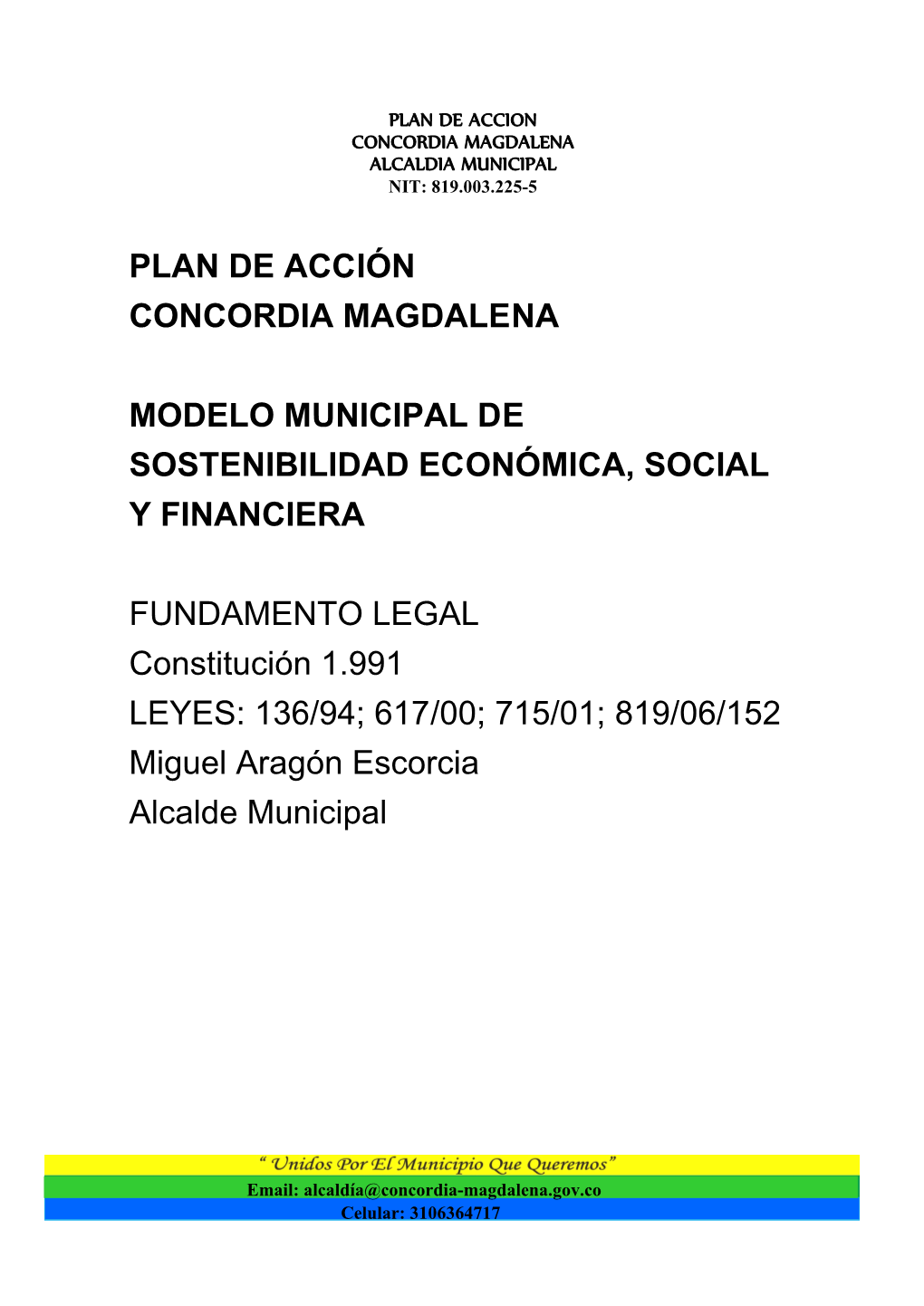 Plan De Acción Concordia Magdalena Modelo