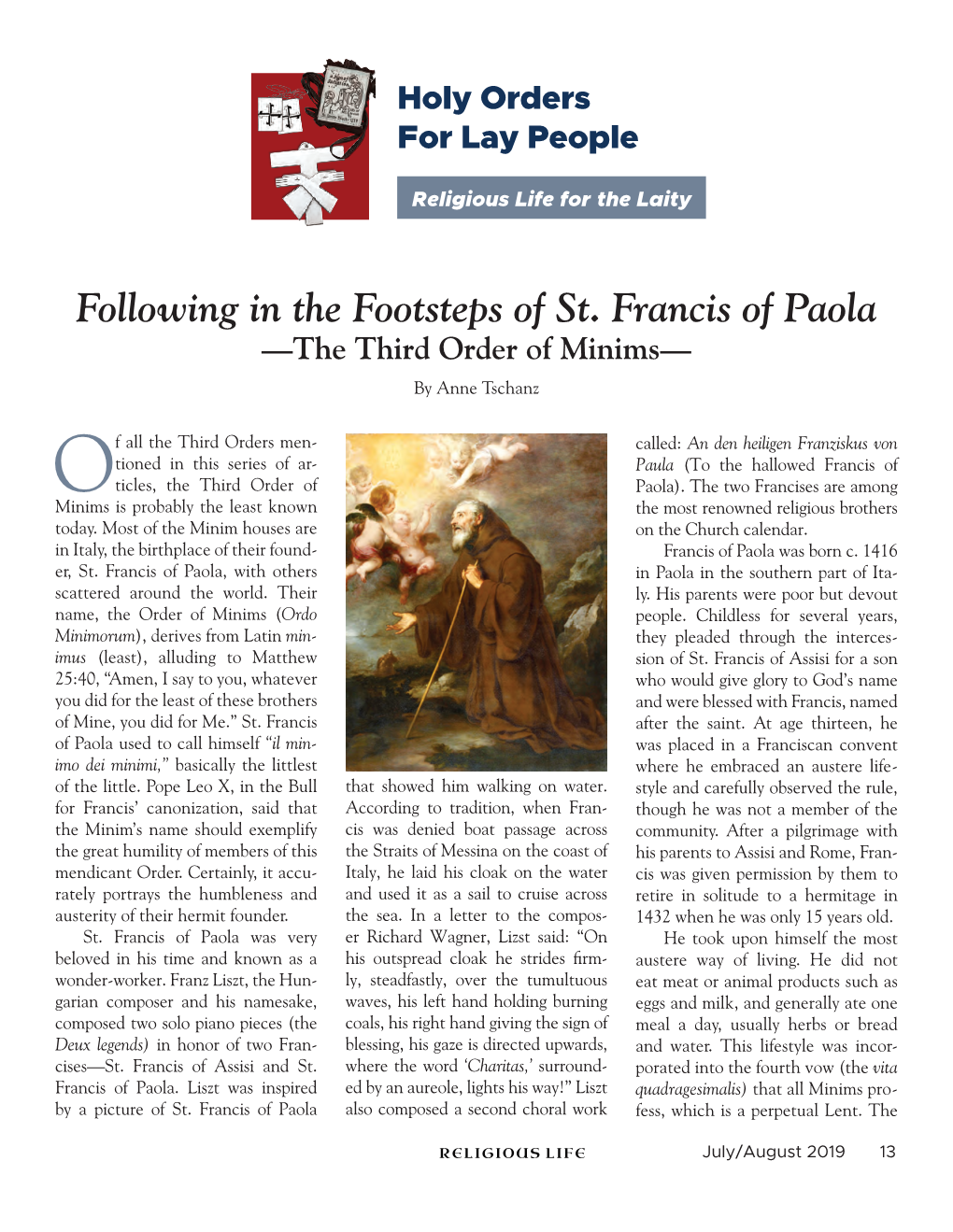 Following in the Footsteps of St. Francis of Paola —The Third Order of Minims— by Anne Tschanz