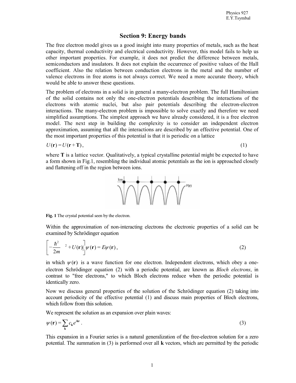 9: Energy Bands