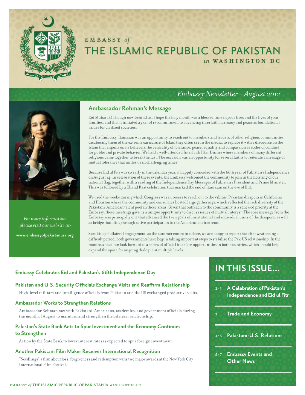 IN THIS ISSUE... Pakistan and U.S