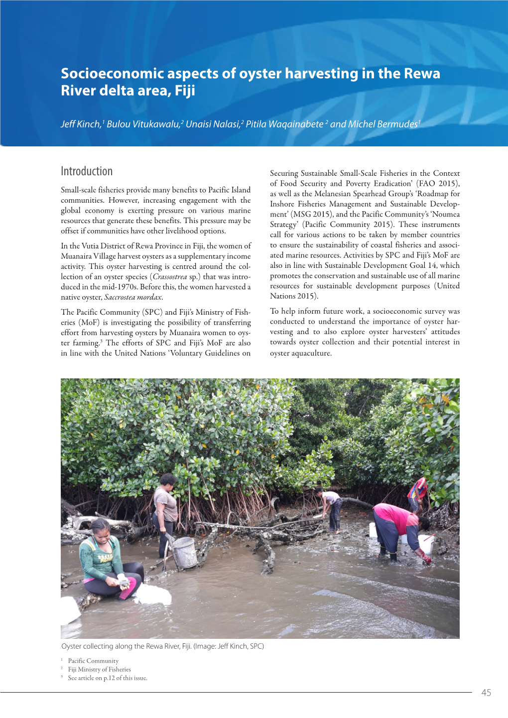 Socioeconomic Aspects of Oyster Harvesting in the Rewa River Delta Area, Fiji