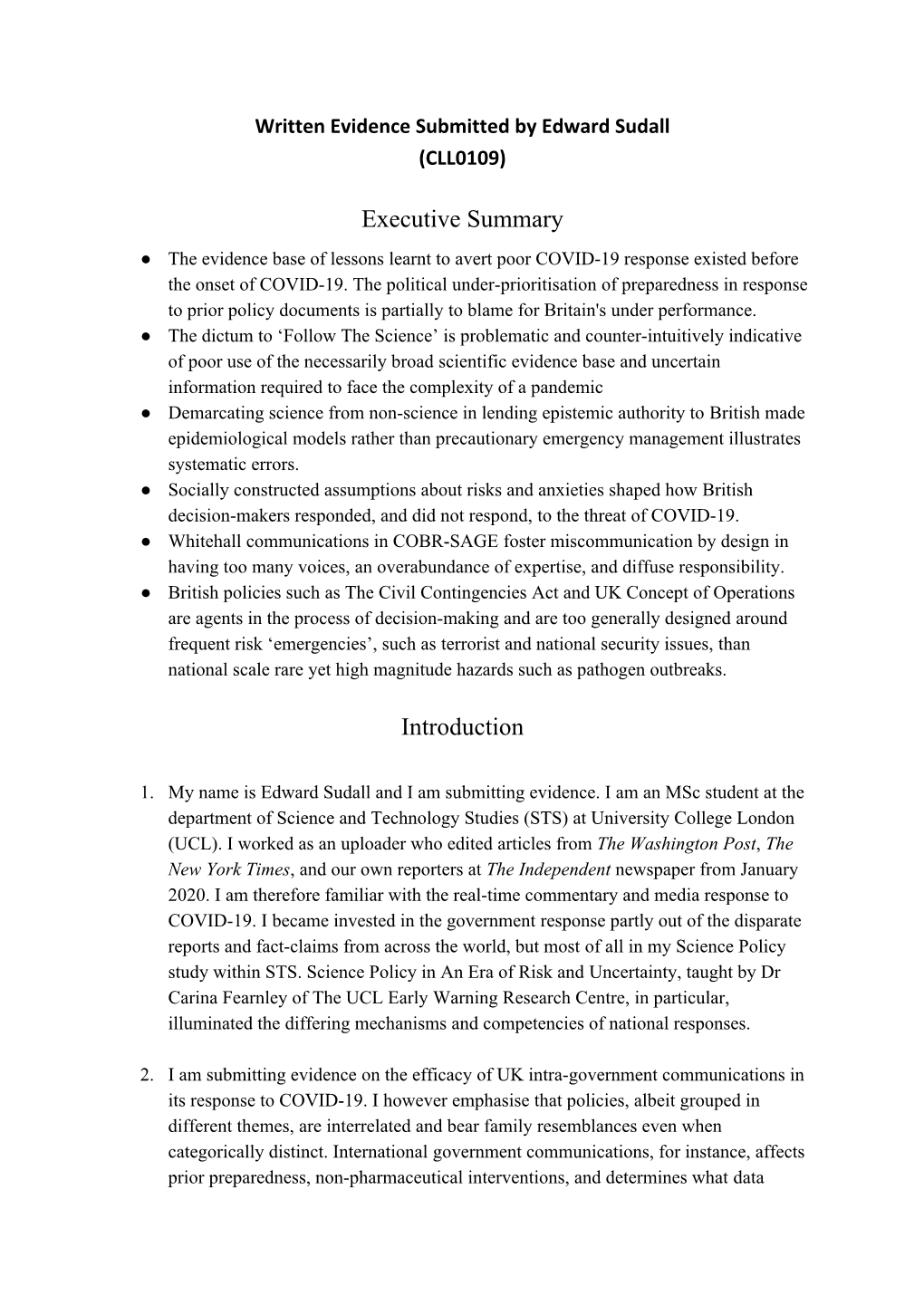 Executive Summary Introduction