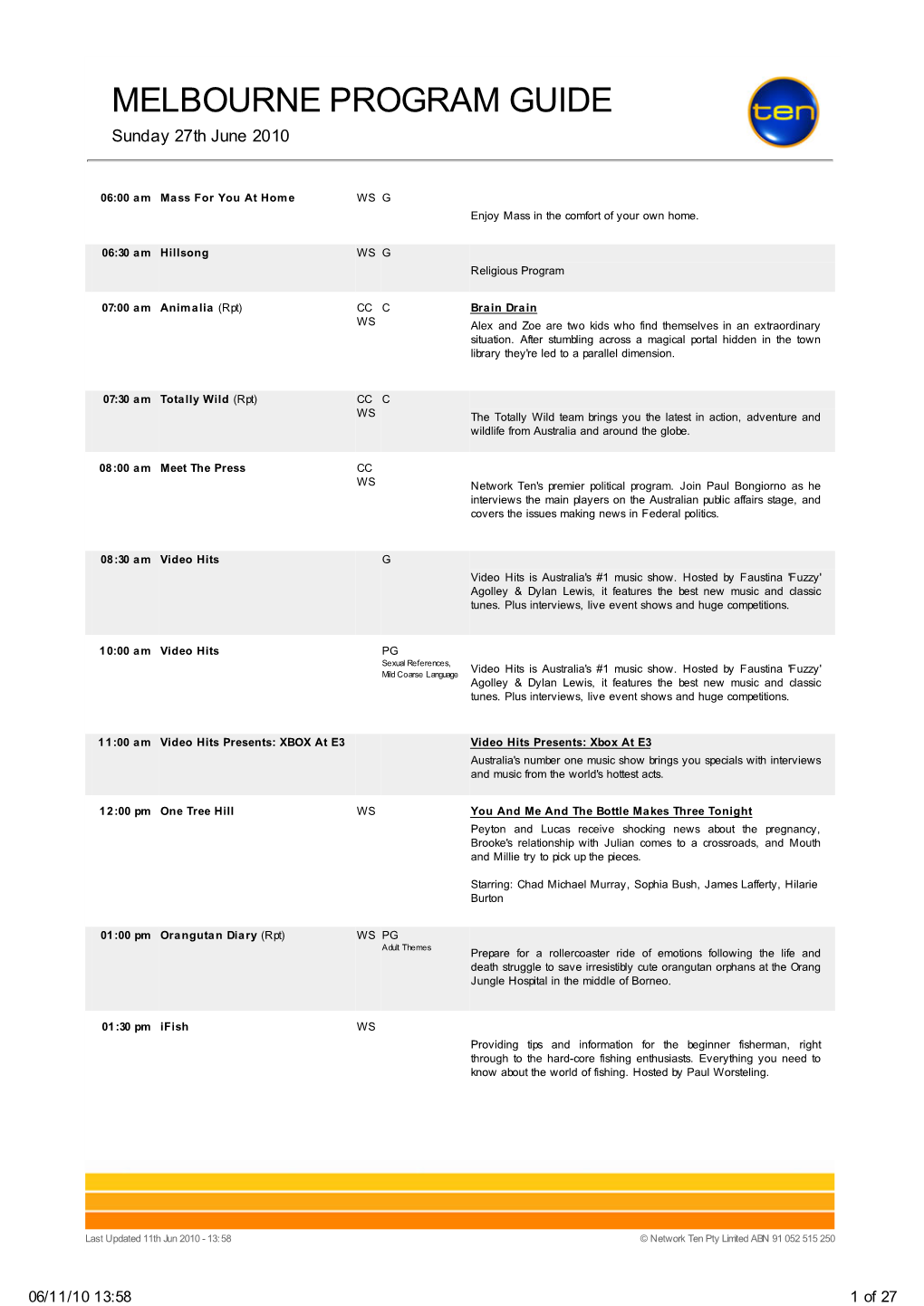 Melbourne Program Guide