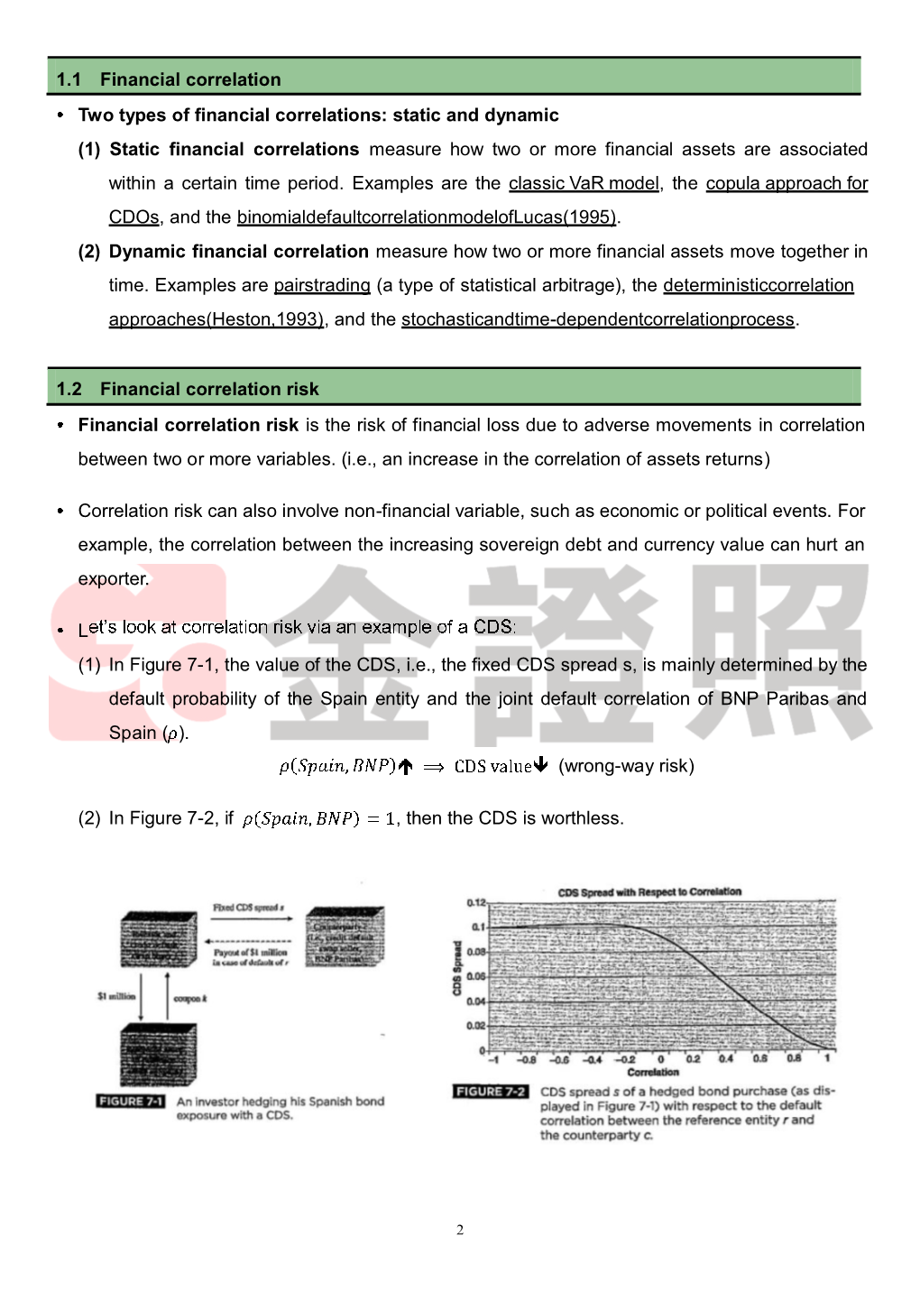 1.1 Financial Correlation Two Types of Financial Correlations: Static And