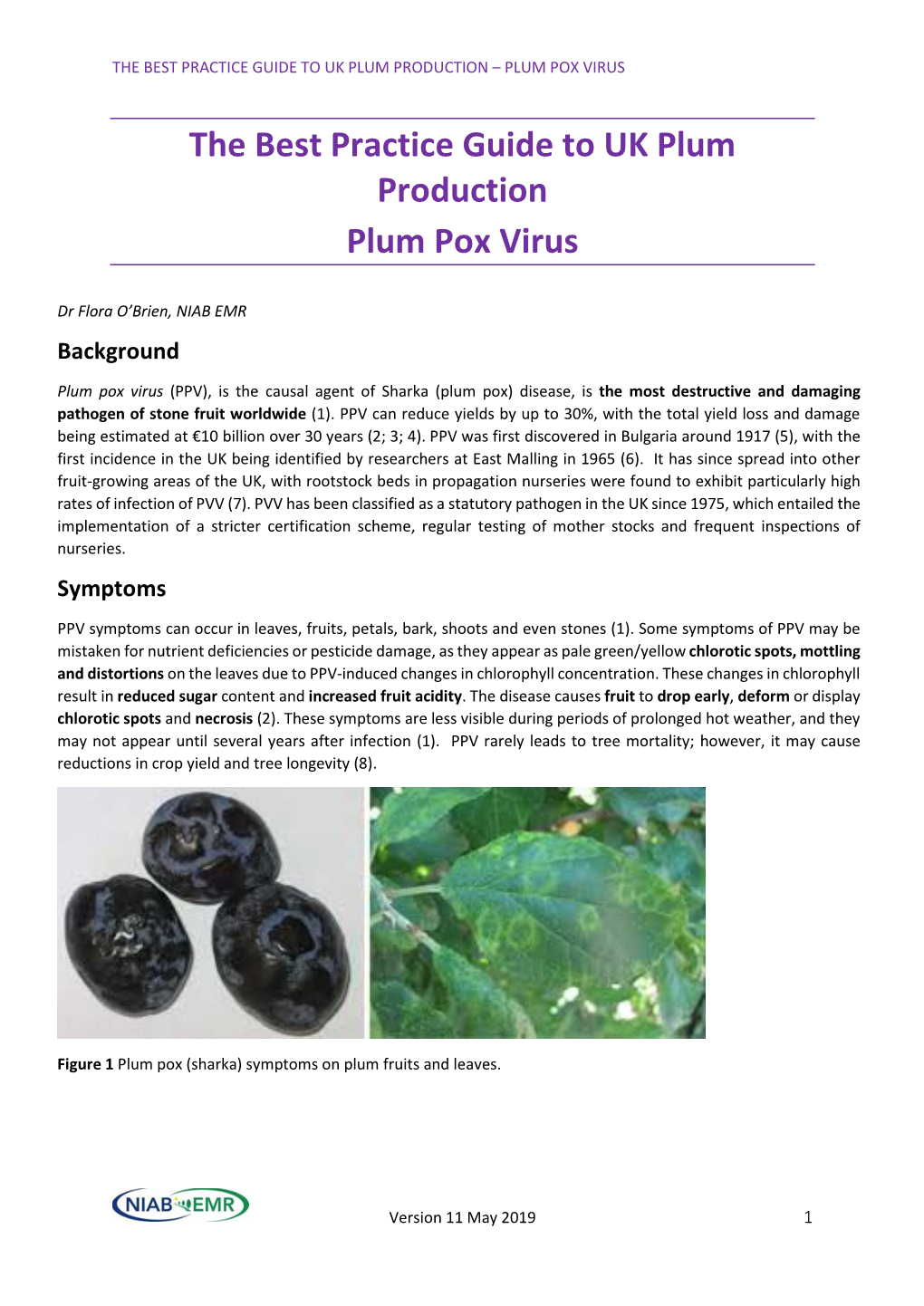 The Best Practice Guide to UK Plum Production Plum Pox Virus