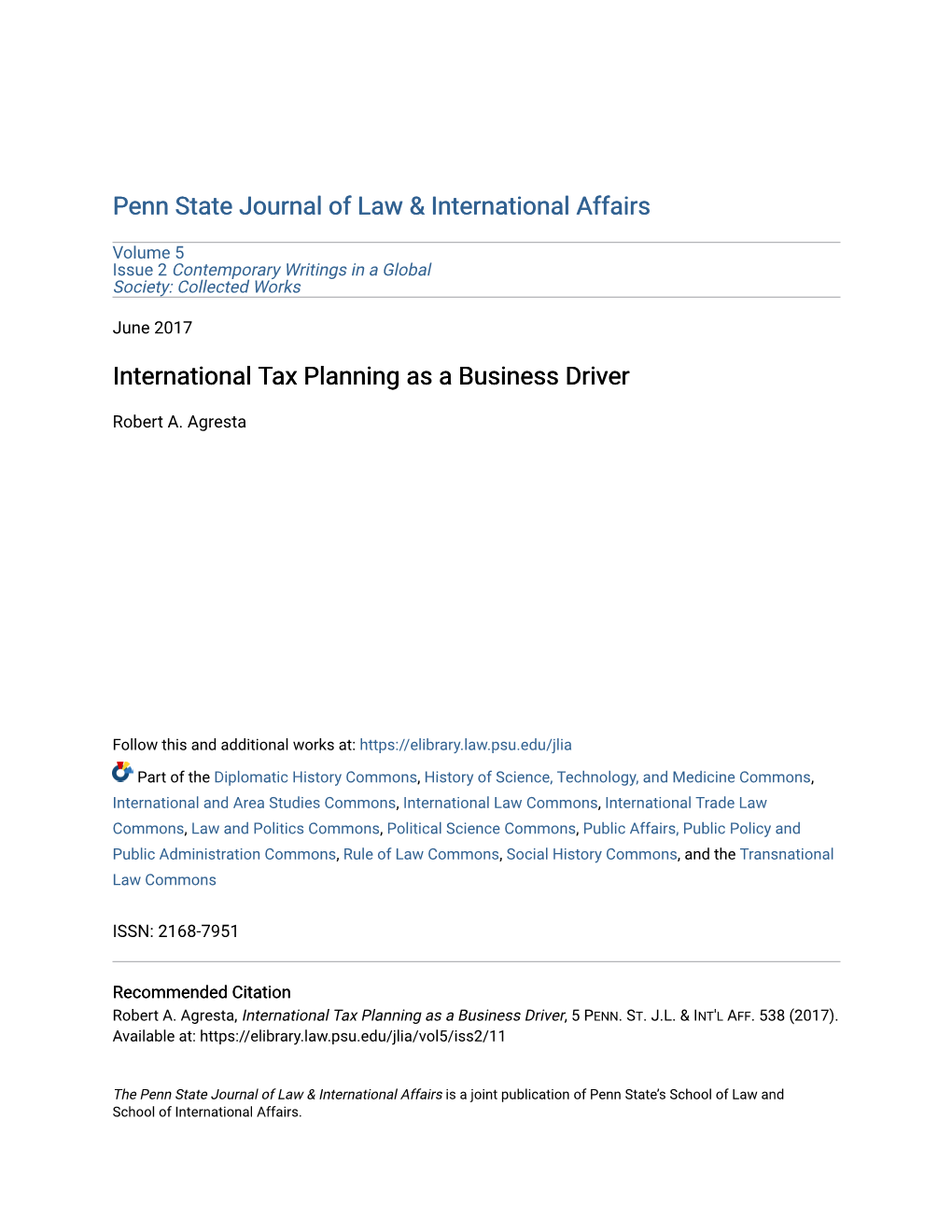 International Tax Planning As a Business Driver