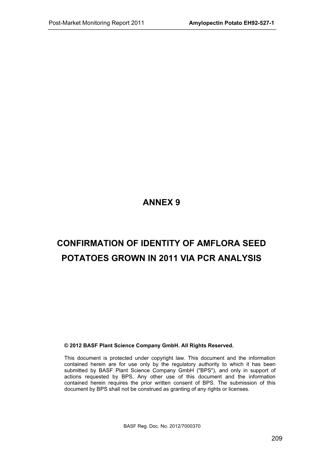 Annex 9 Confirmation of Identity of Amflora Seed