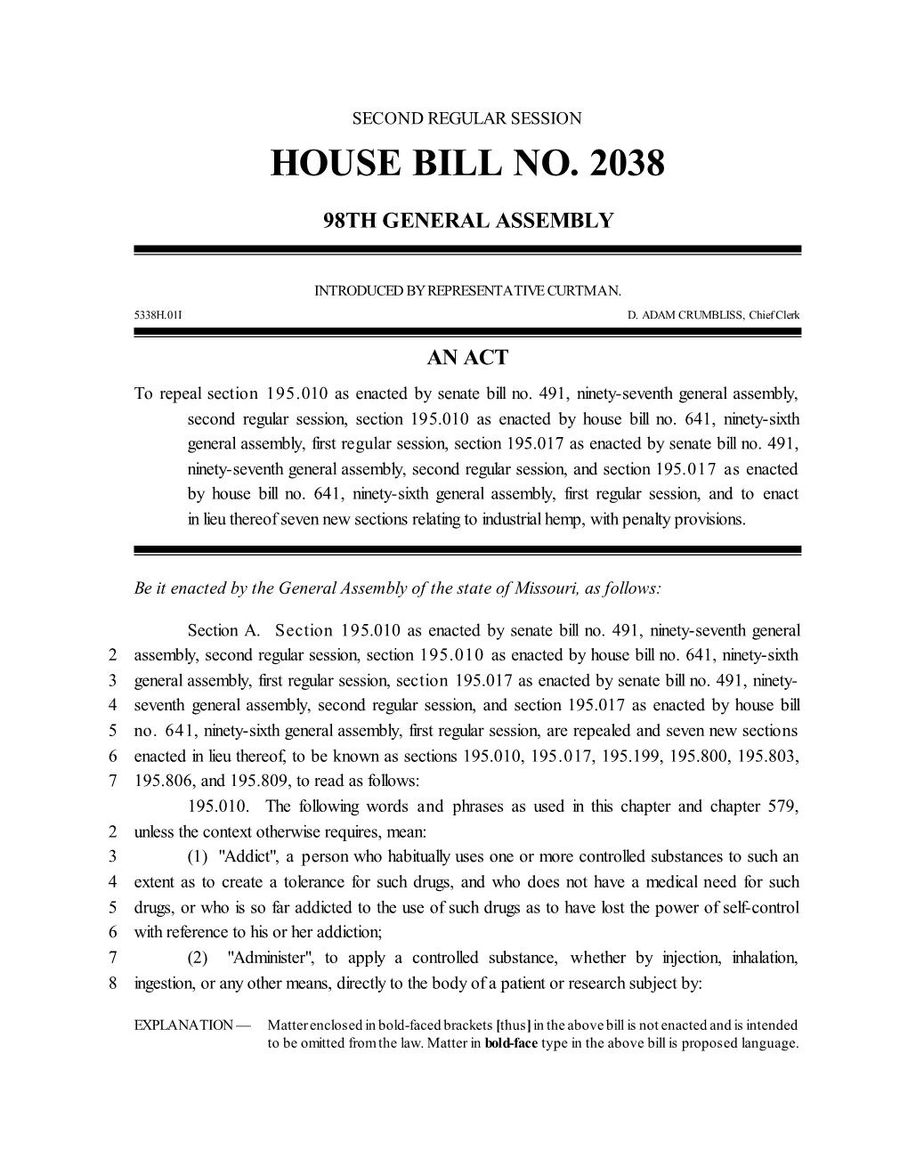 House Bill No. 2038