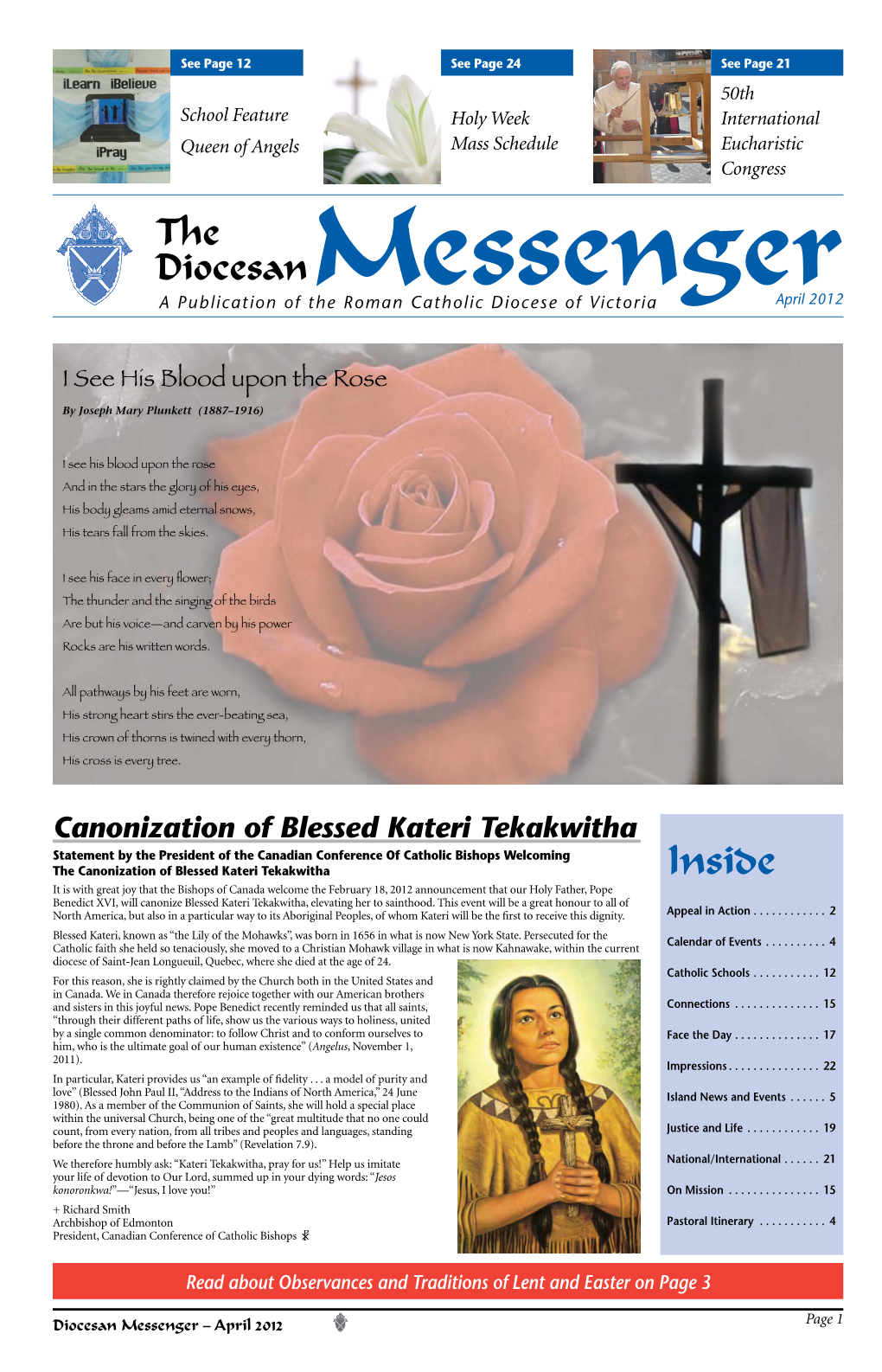 April 2012 a Publication of the Roman Catholic Diocese of Victoria