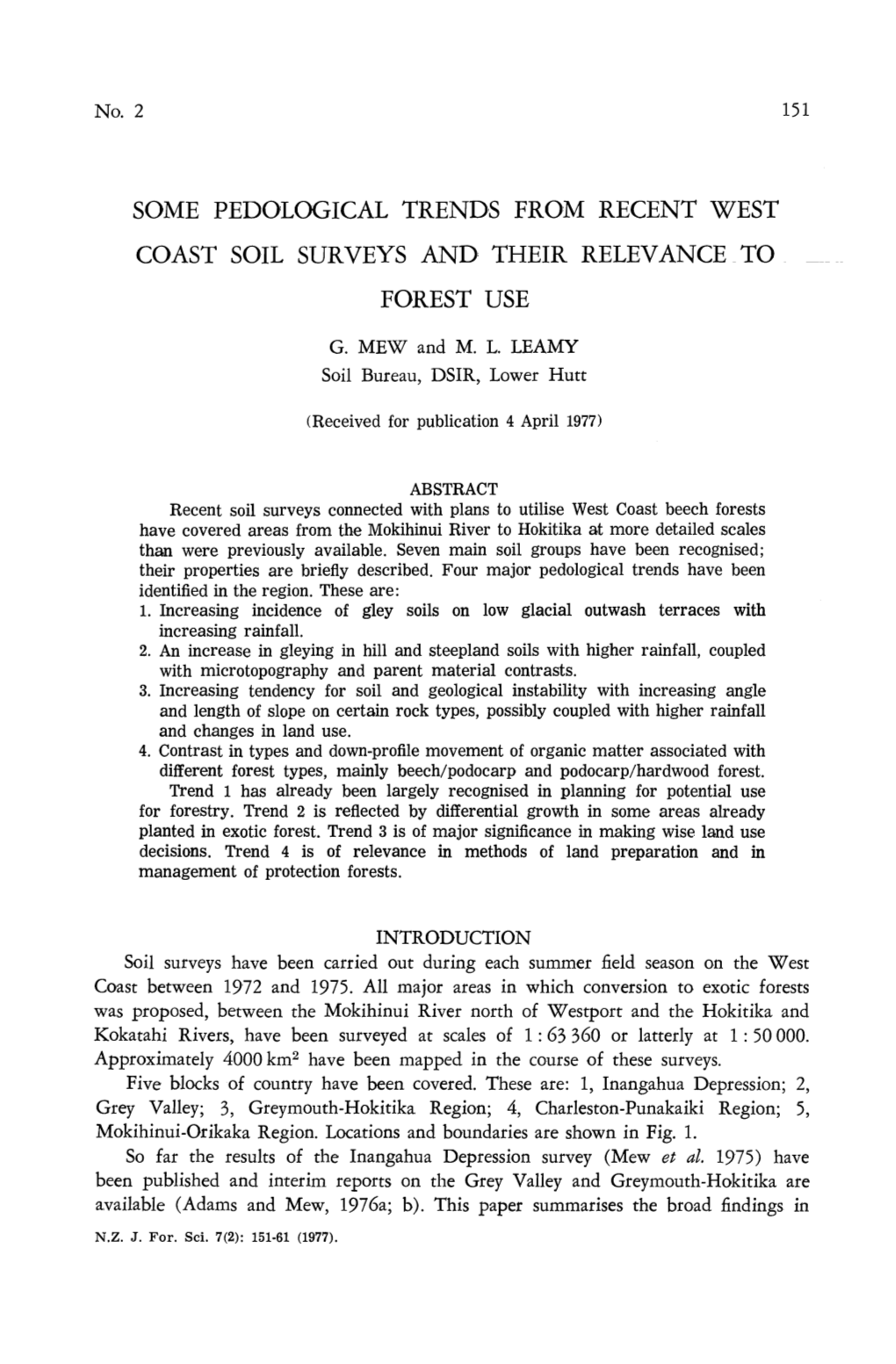 Some Pedological Trends from Recent West Coast Soil Surveys and Their Relevance to Forest Use