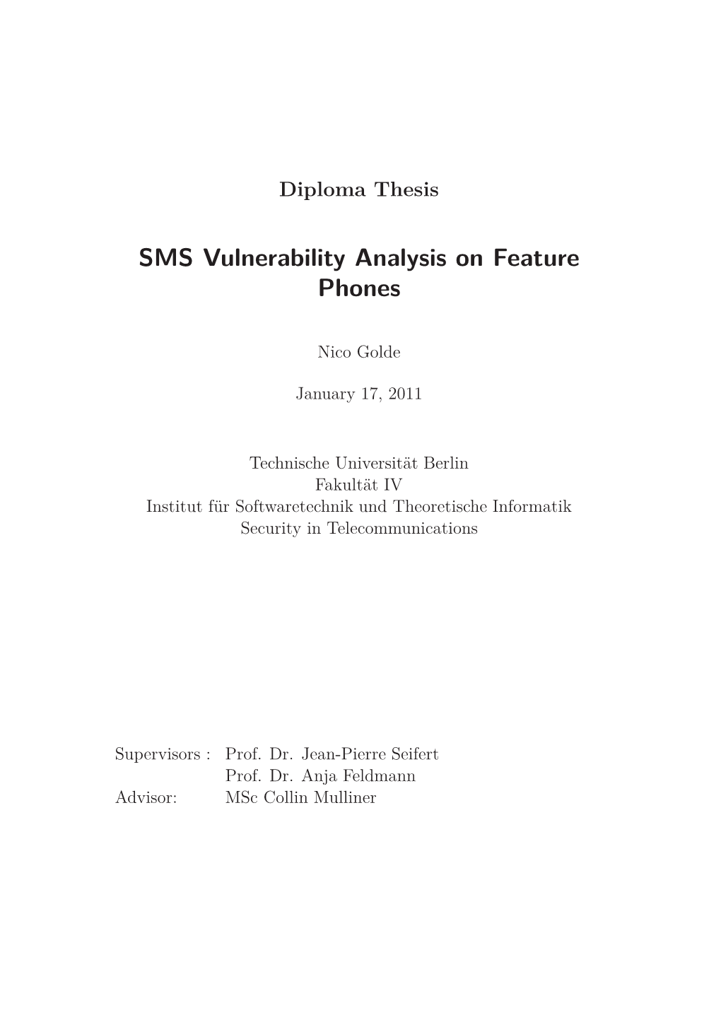 SMS Vulnerability Analysis on Feature Phones