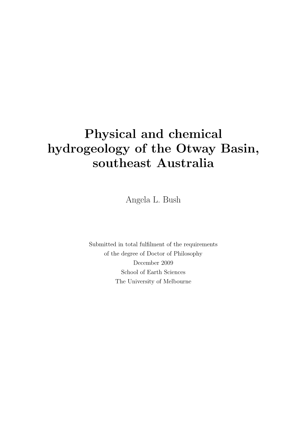 Physical and Chemical Hydrogeology of the Otway Basin, Southeast Australia