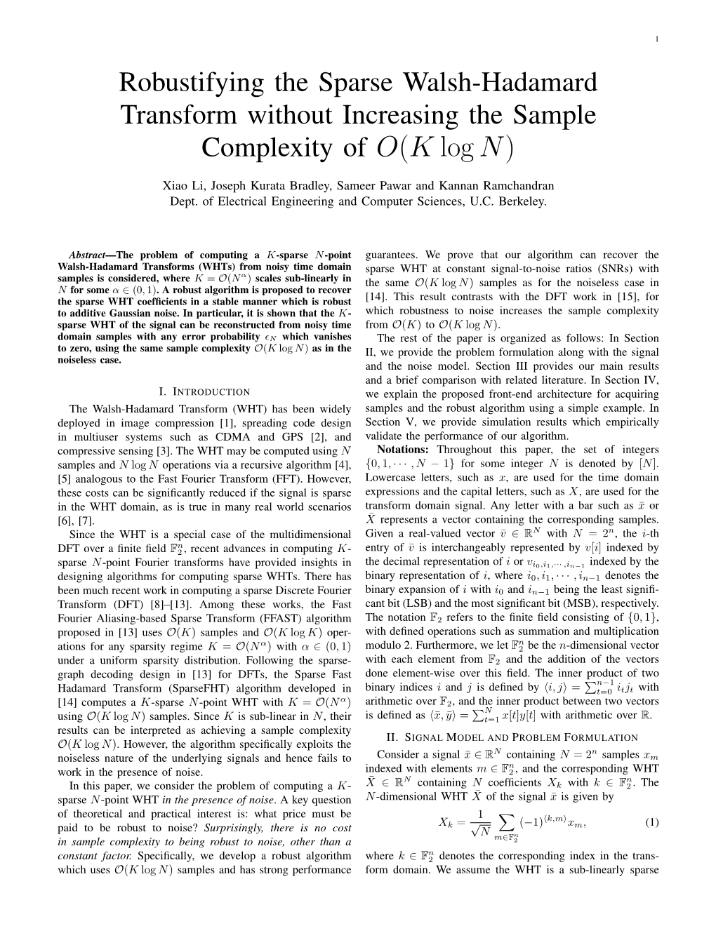 Sparse Fast Walsh–Hadamard Transform