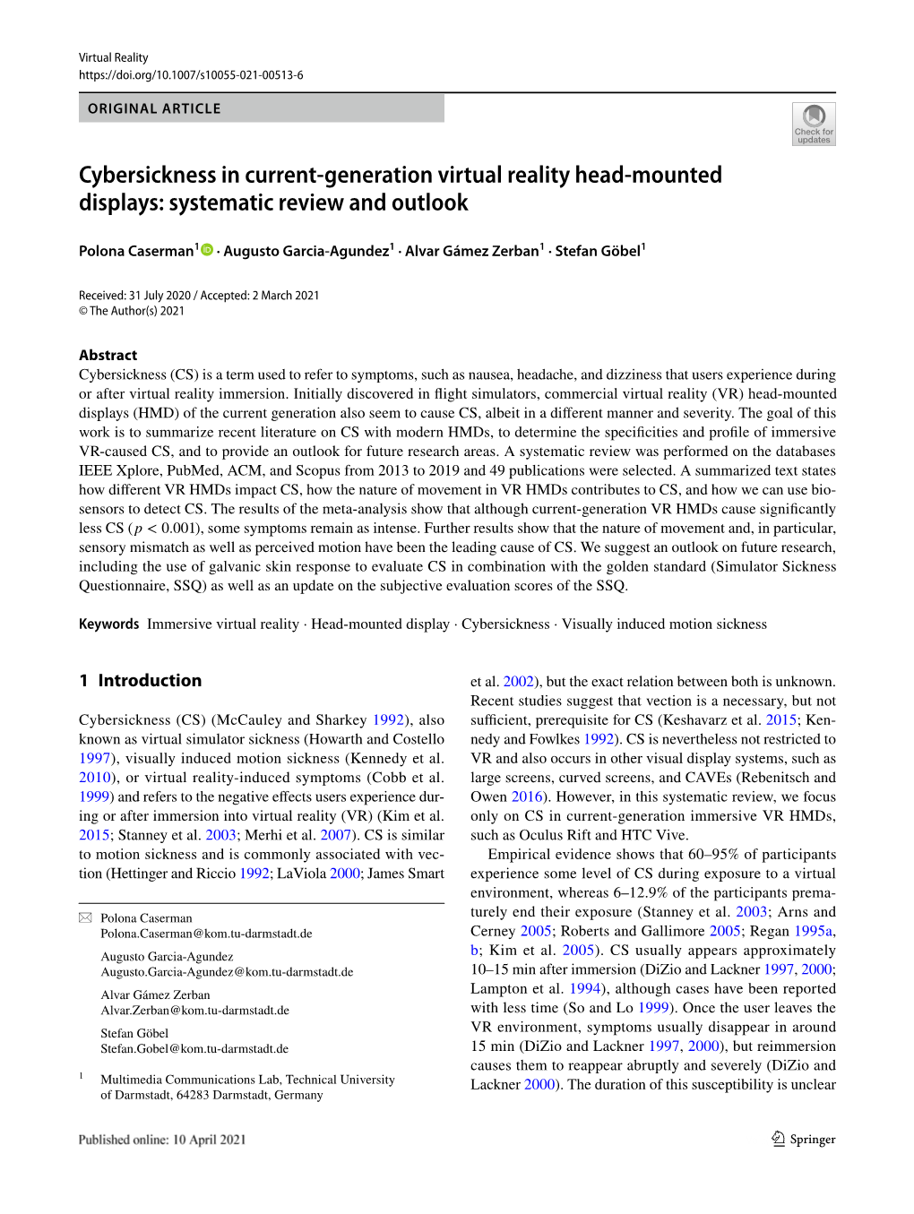 Cybersickness in Current-Generation Virtual Reality Head-Mounted Displays