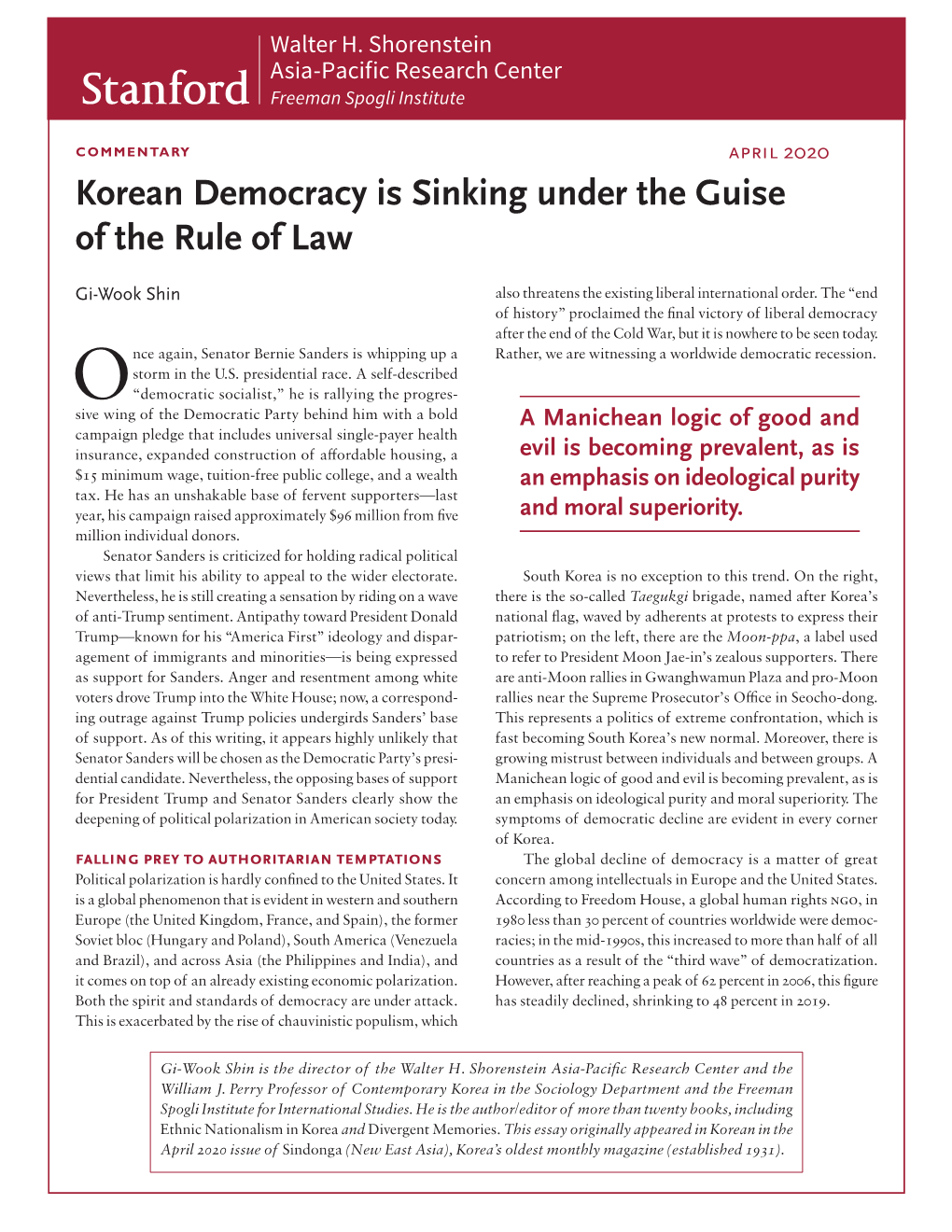 Shin Korean Democracy April 2020.Indd