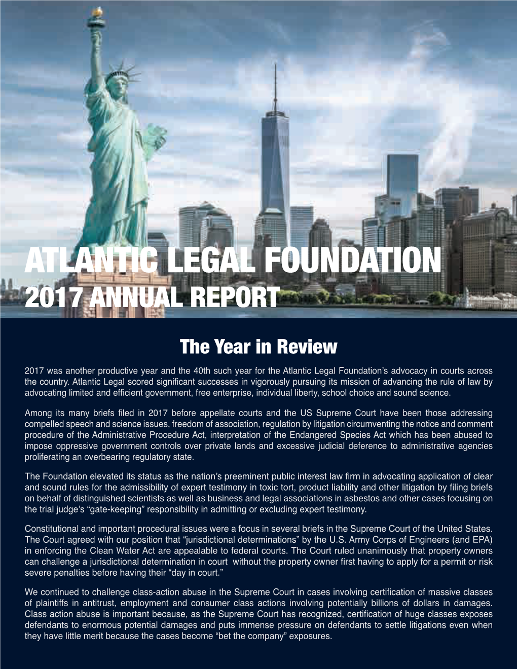 From the Atlantic Legal Foundation February 1, 2018