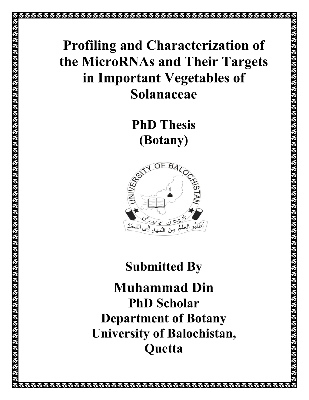 Profiling and Characterization of the Micrornas and Their Targets in Important Vegetables of Solanaceae