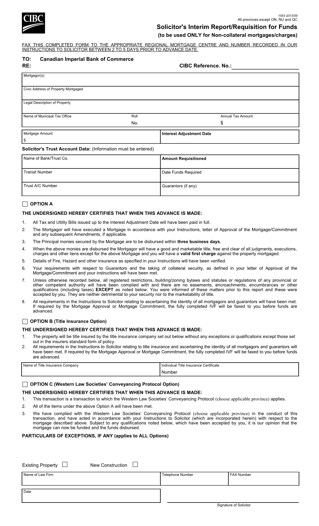 Solicitor's Interim Report/Requisition for Funds (1053-2013/09)