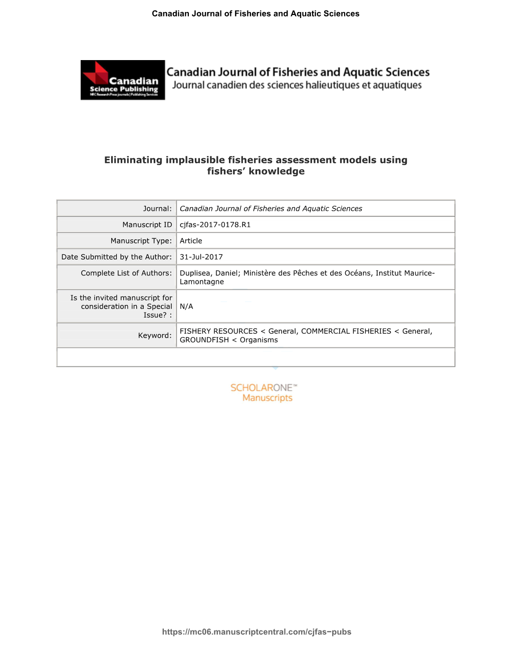 Eliminating Implausible Fisheries Assessment Models Using Fishers’ Knowledge