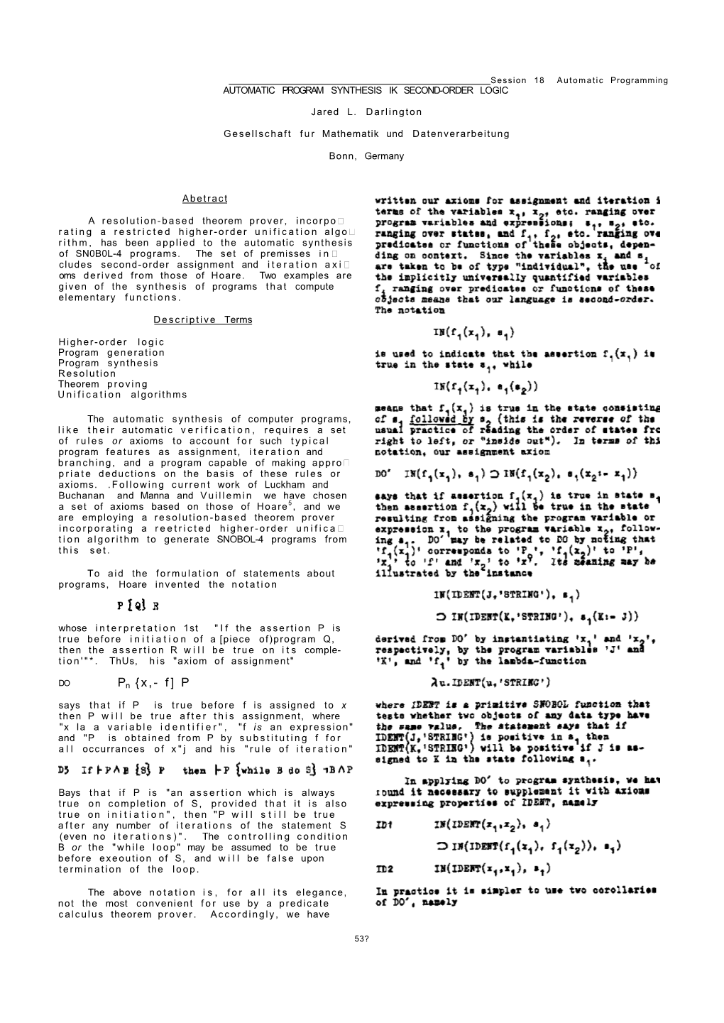 Automatic Program Synthesis in Second-Order Logic