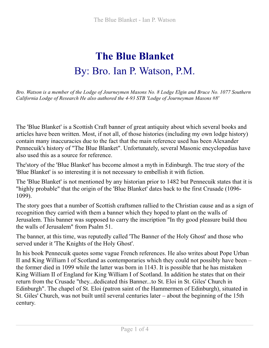 The Blue Blanket - Ian P