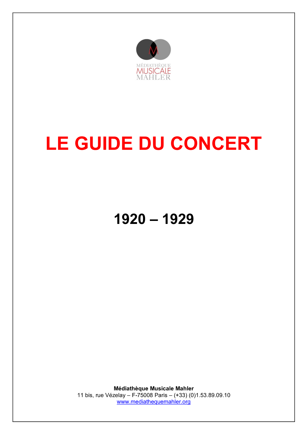 Le Guide Du Concert