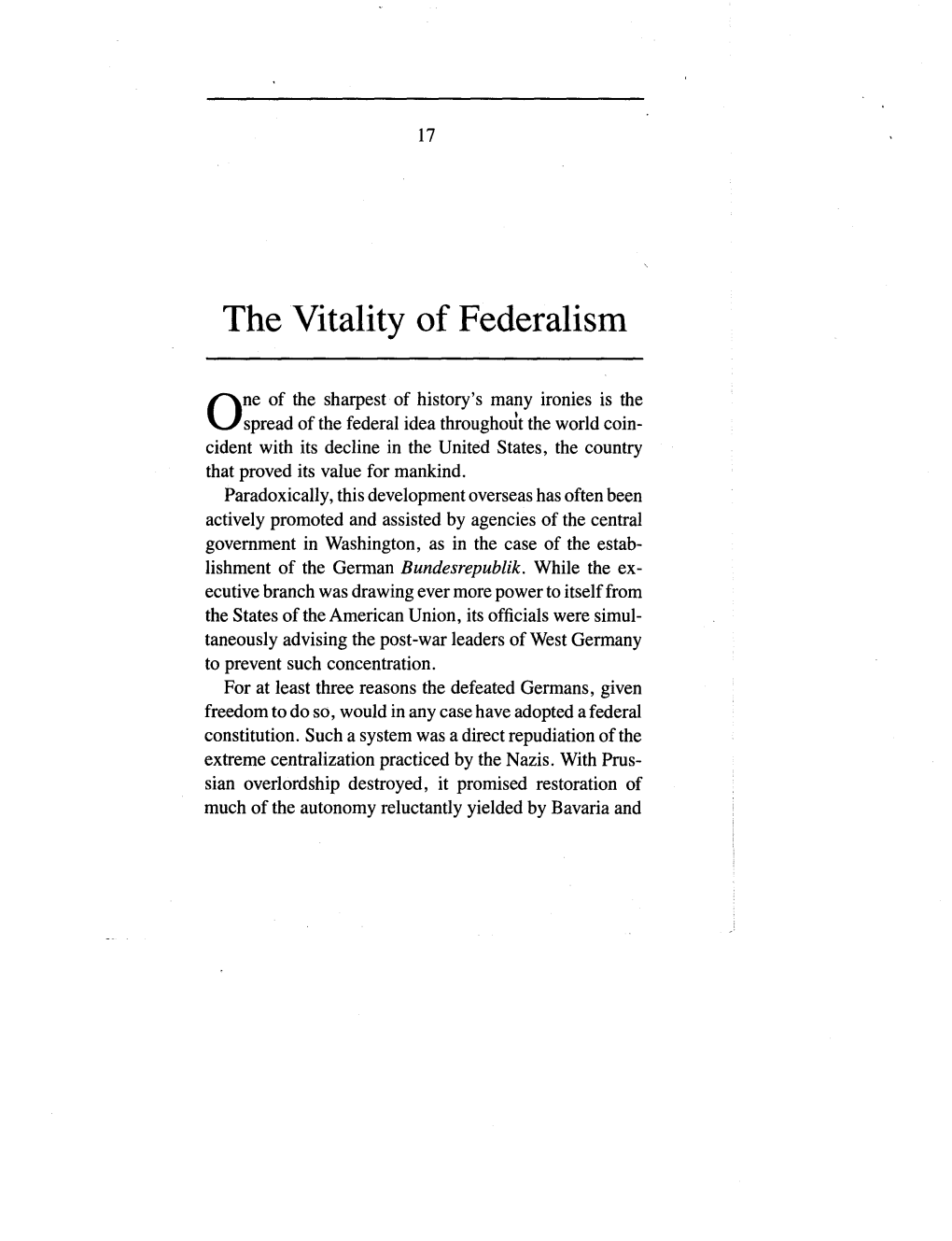 The Vitality of Federalism