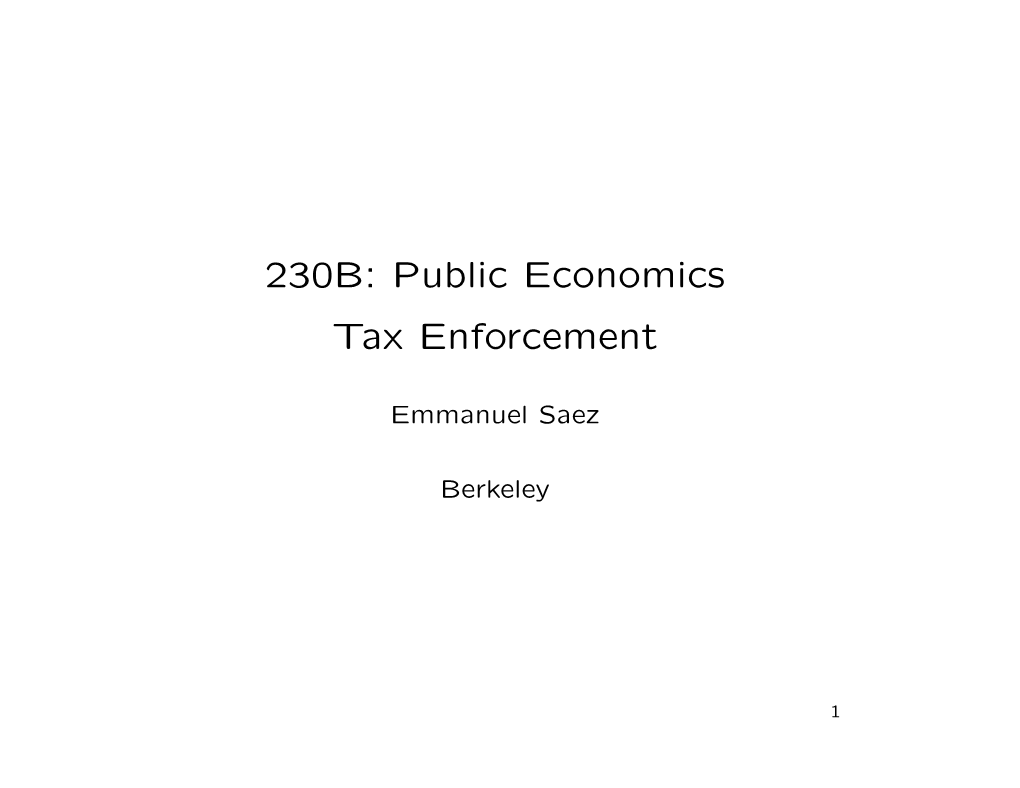 230B: Public Economics Tax Enforcement