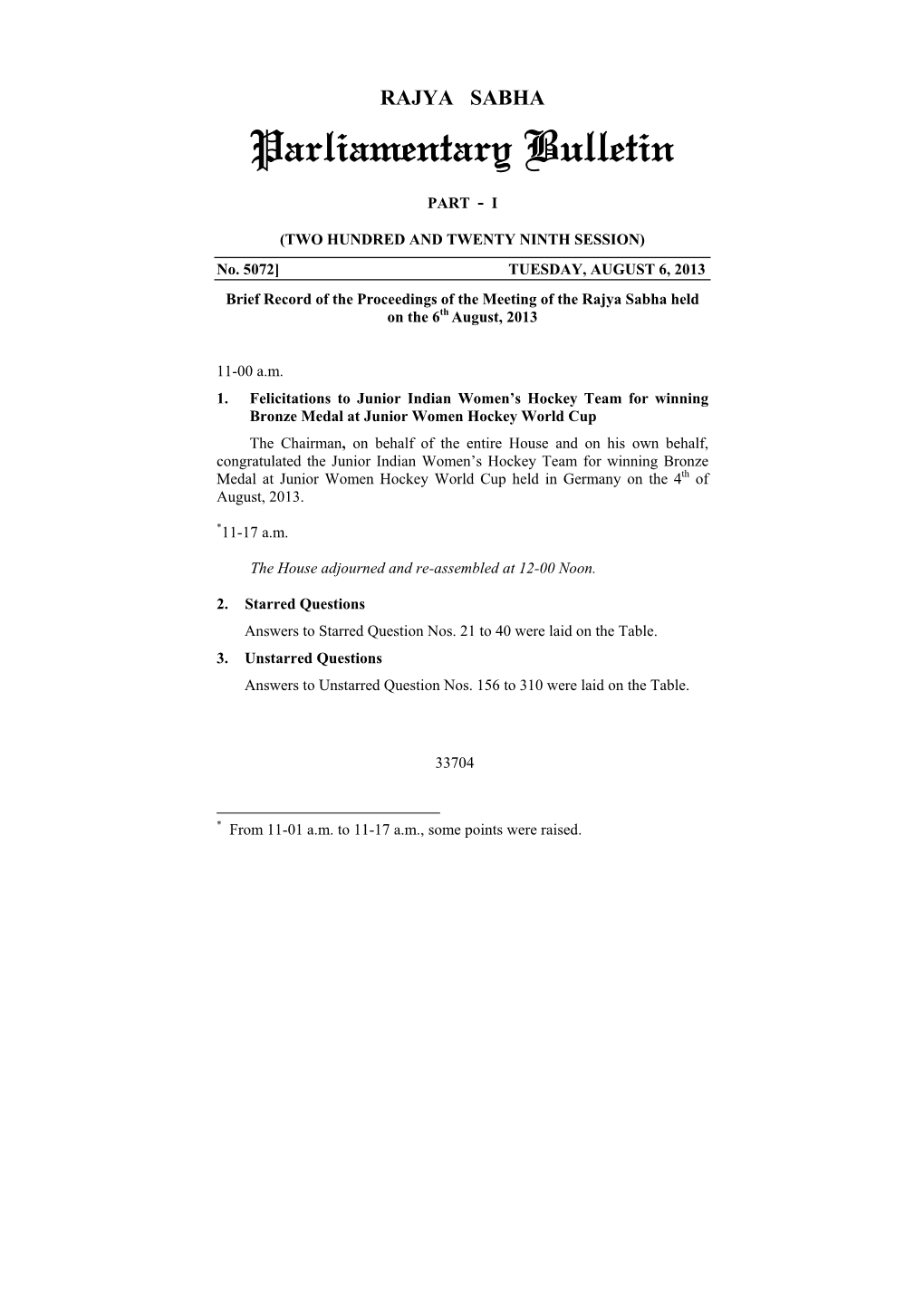 Parliamentary Bulletin