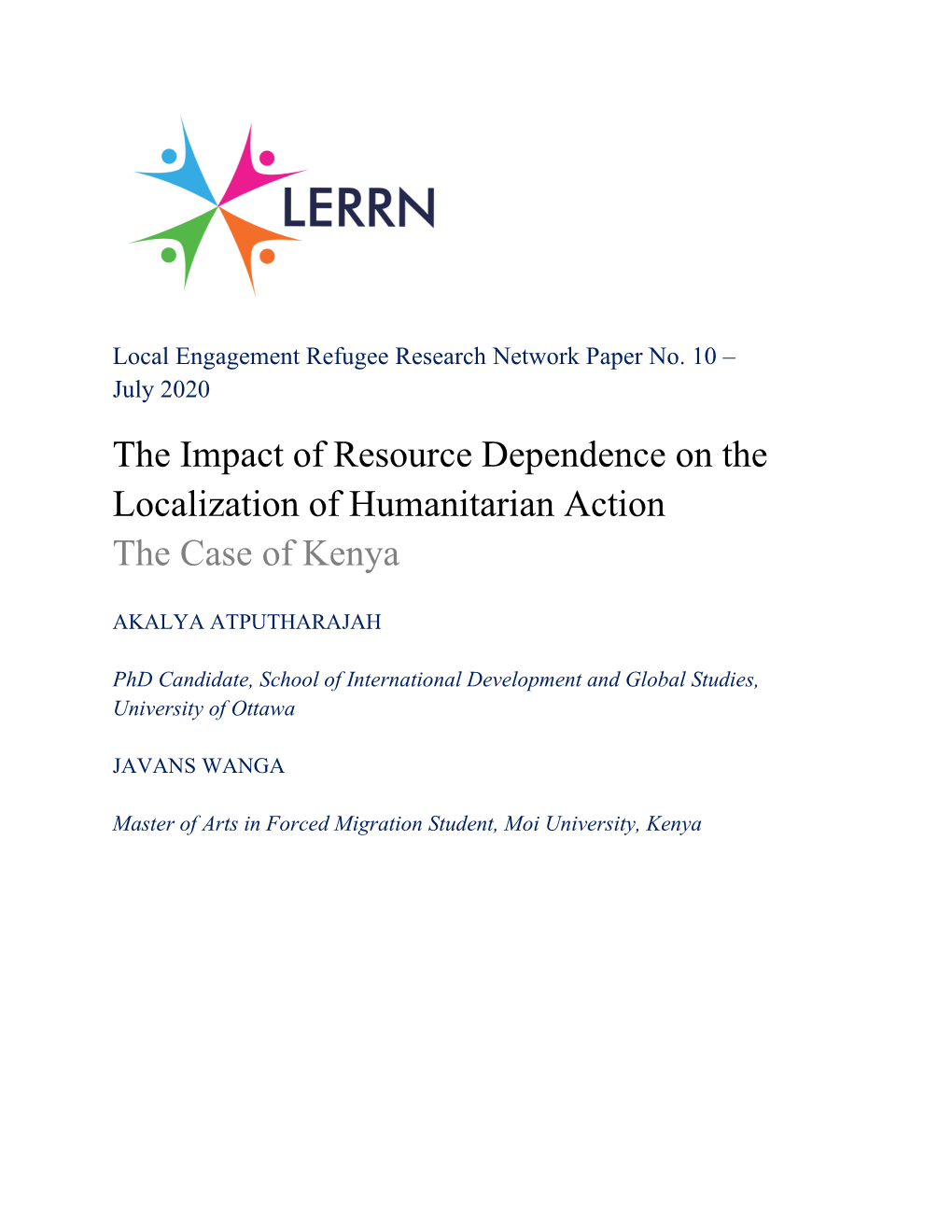 The Impact of Resource Dependence on the Localization of Humanitarian Action the Case of Kenya