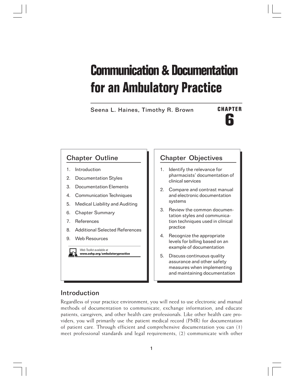 Communication & Documentation for an Ambulatory Practice