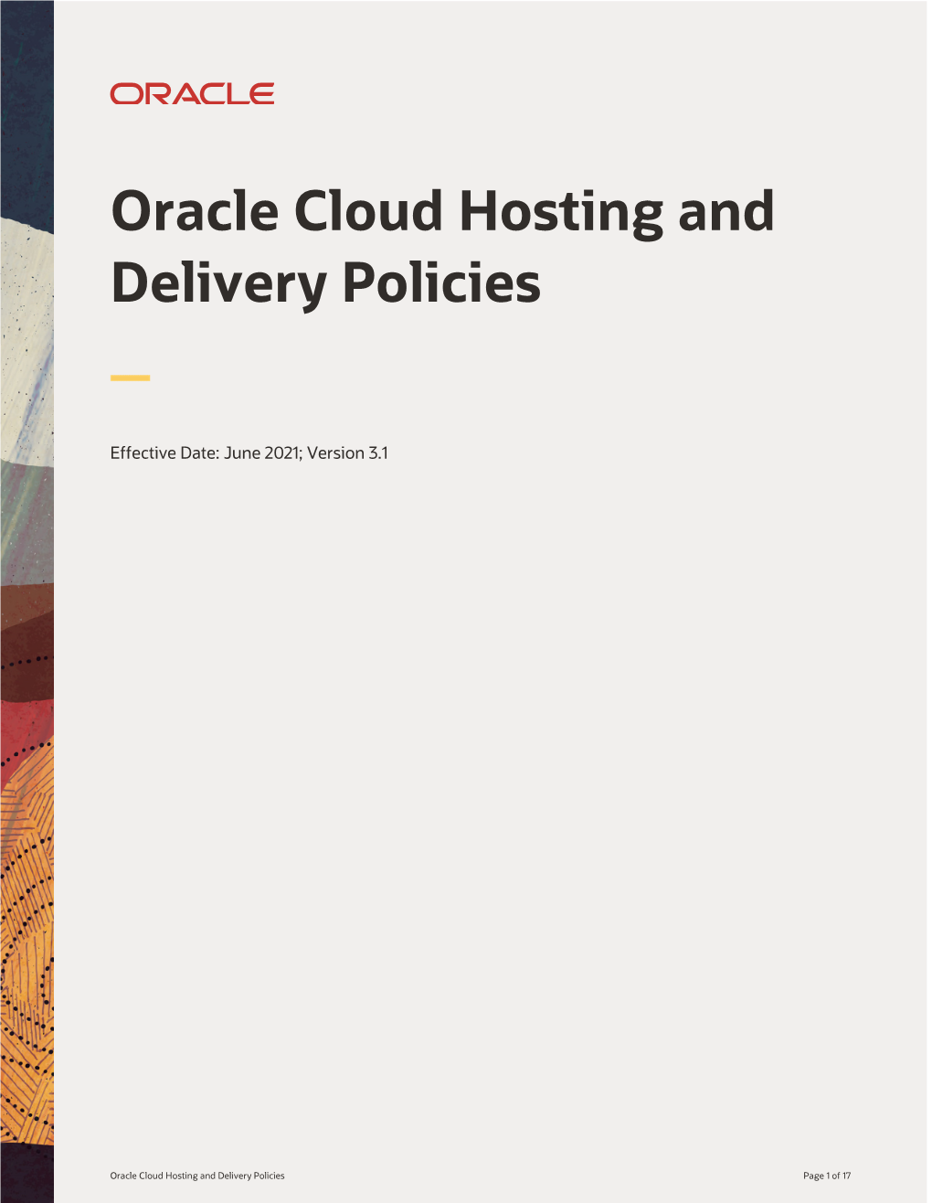 Oracle Cloud Hosting and Delivery Policies