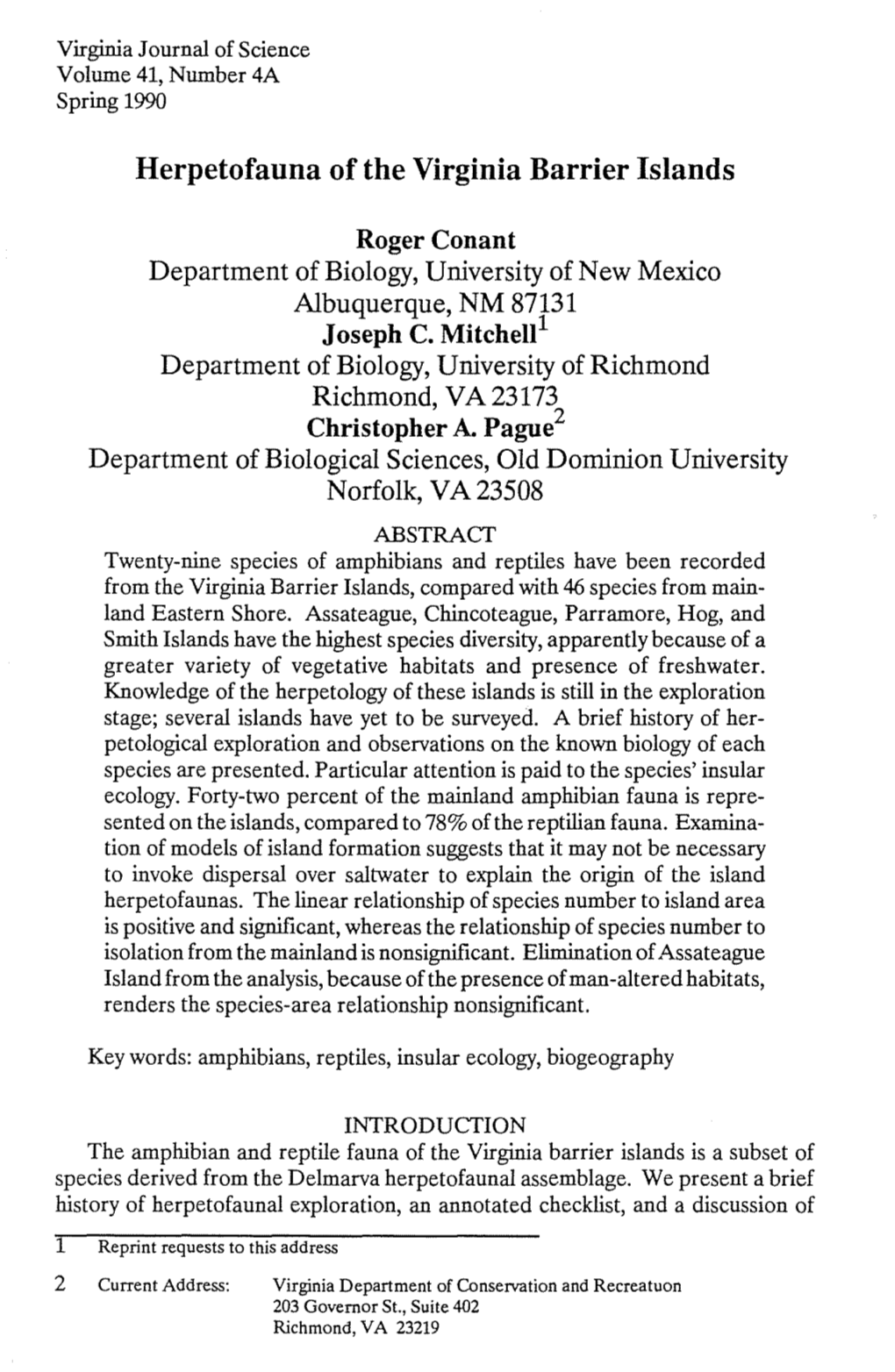 Herpetofauna of the Virginia Barrier Islands