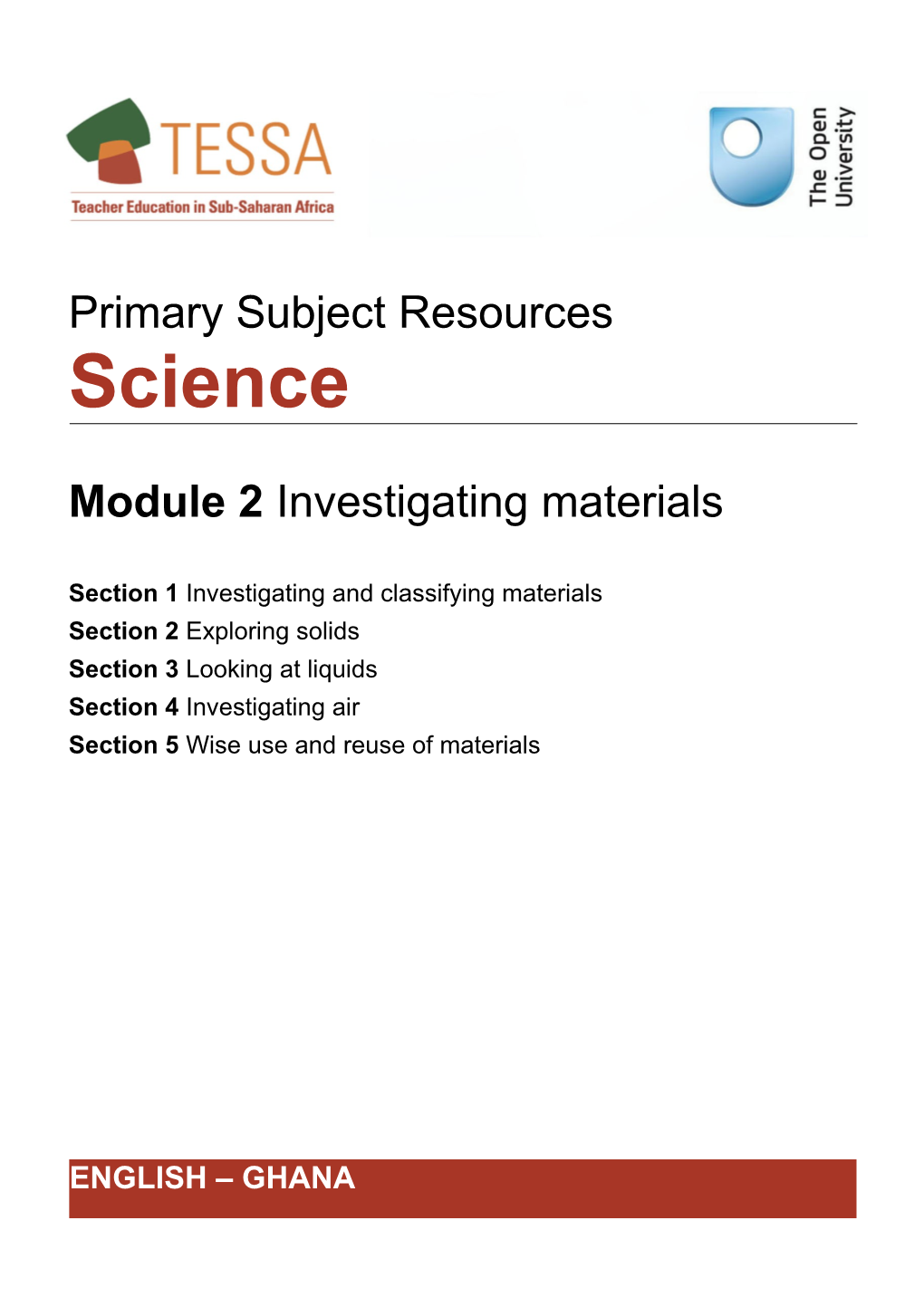 Module 2: Science - Investigating Materials