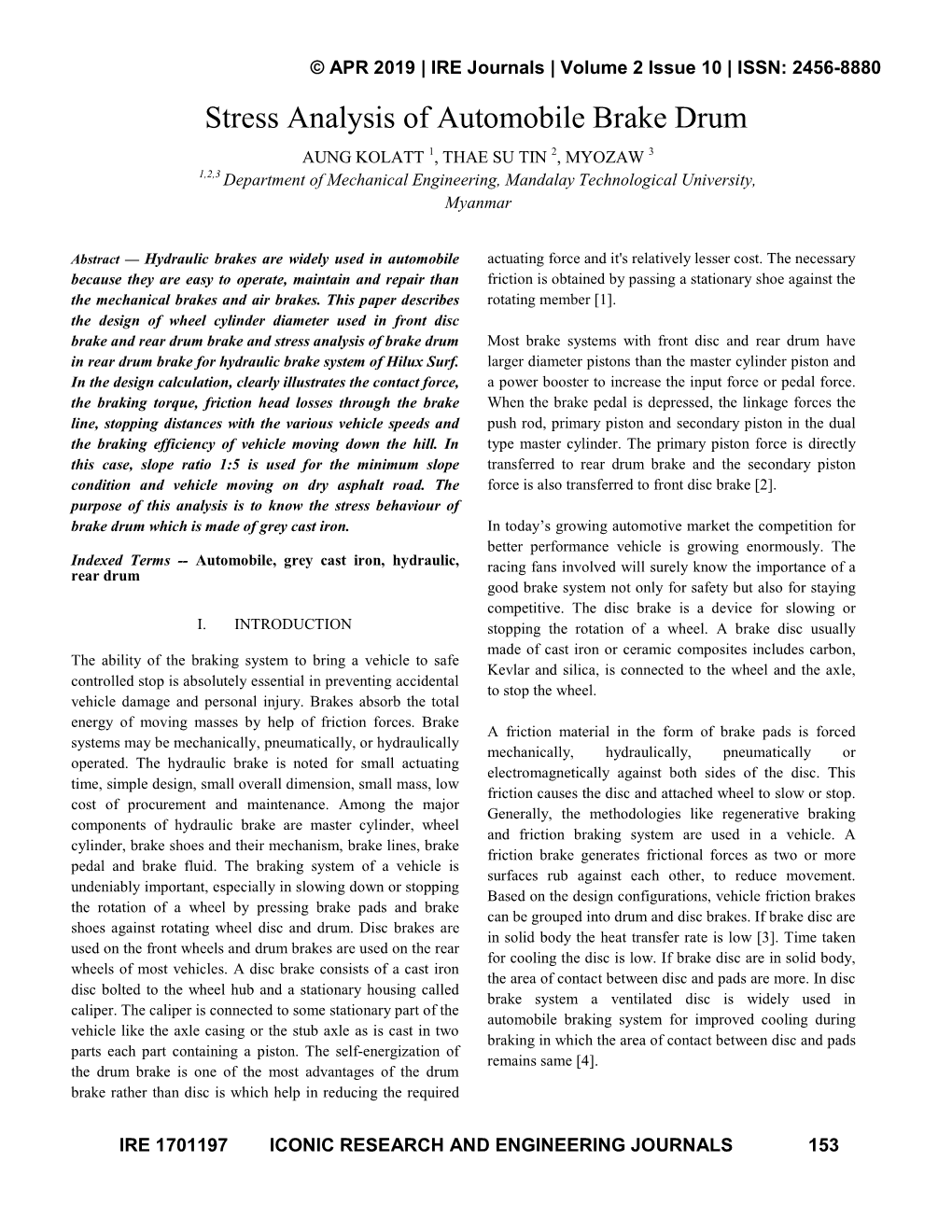 Stress Analysis of Automobile Brake Drum