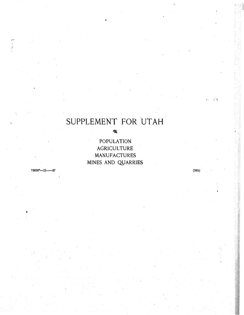 1910 Abstract – Supplement for Utah