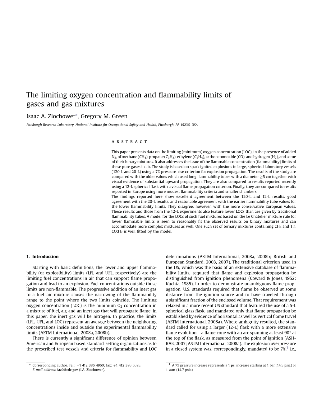 Limiting Oxygen Concentration and Flammability Limits Of