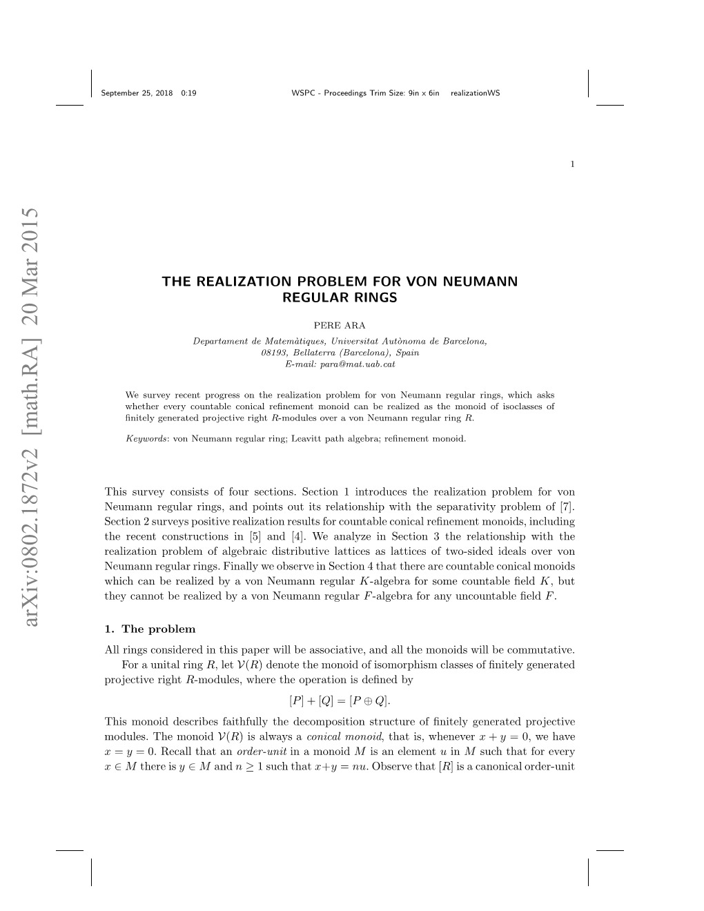 Arxiv:0802.1872V2 [Math.RA]