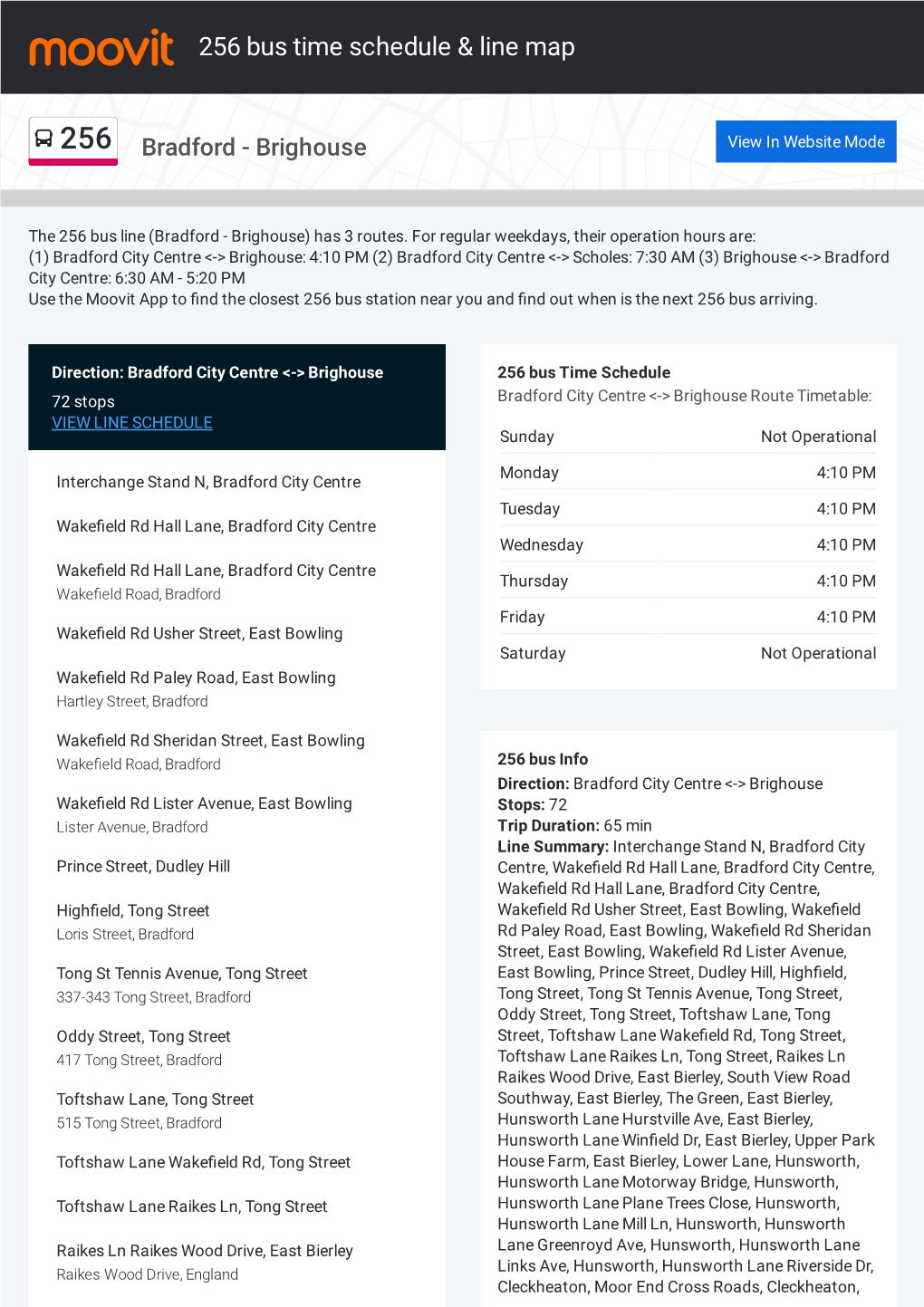 256 Bus Time Schedule & Line Route