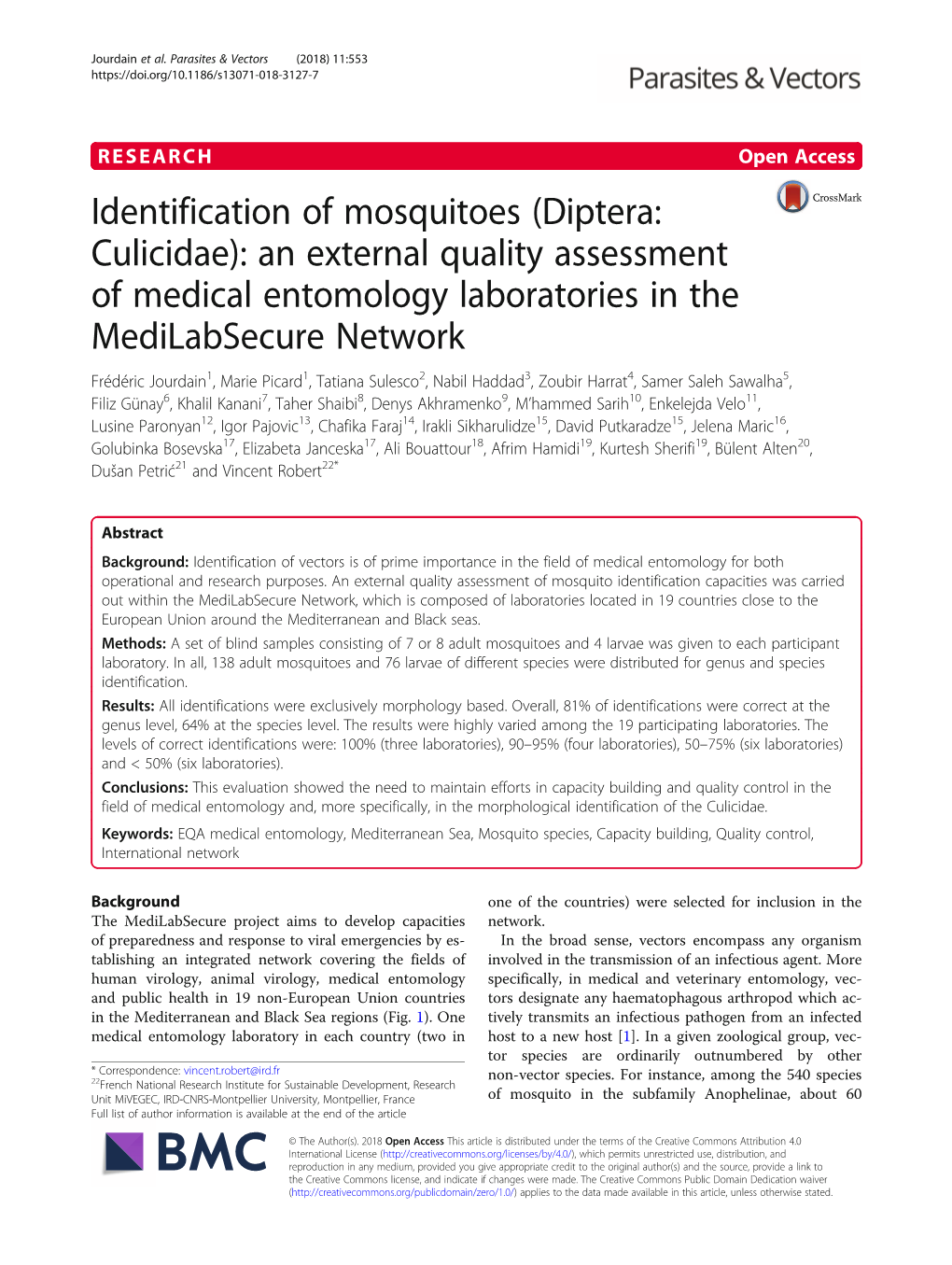 Identification of Mosquitoes (Diptera: Culicidae)