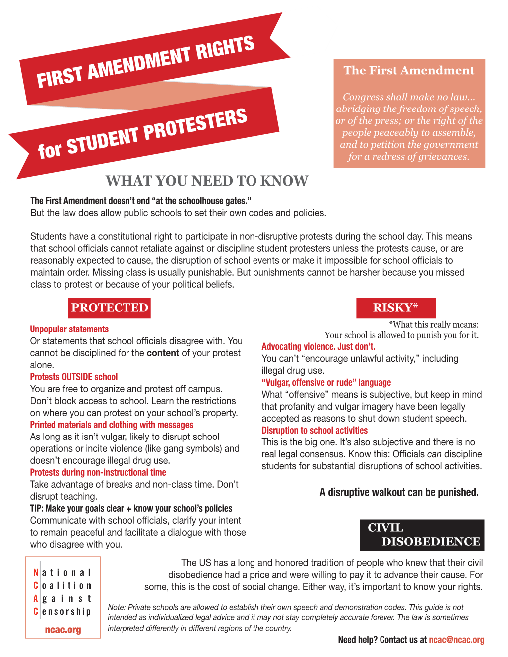 For STUDENT PROTESTERS FIRST AMENDMENT RIGHTS
