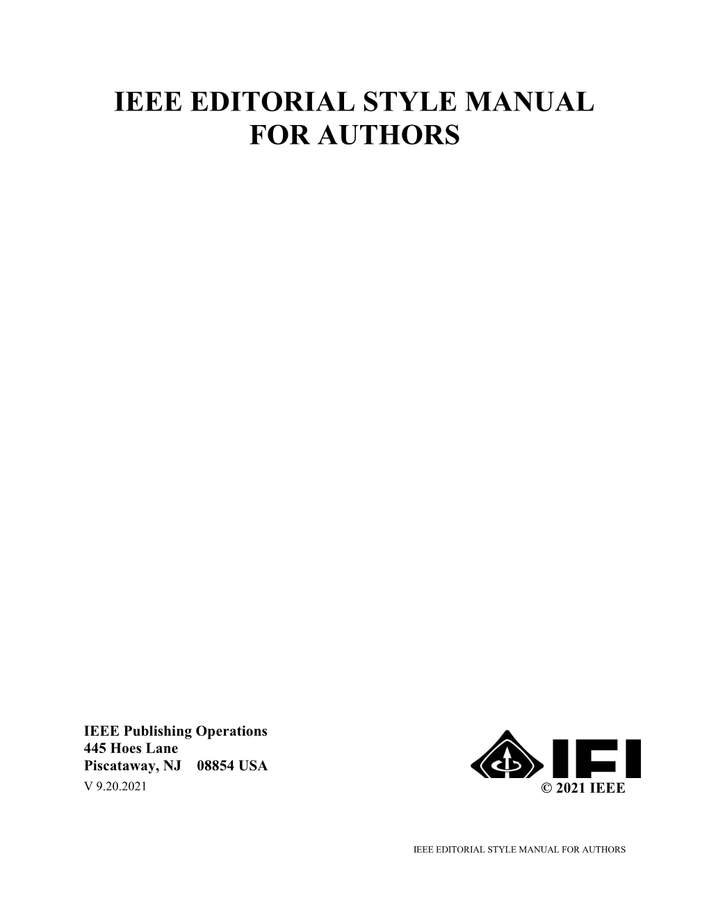 Ieee Editorial Style Manual for Authors