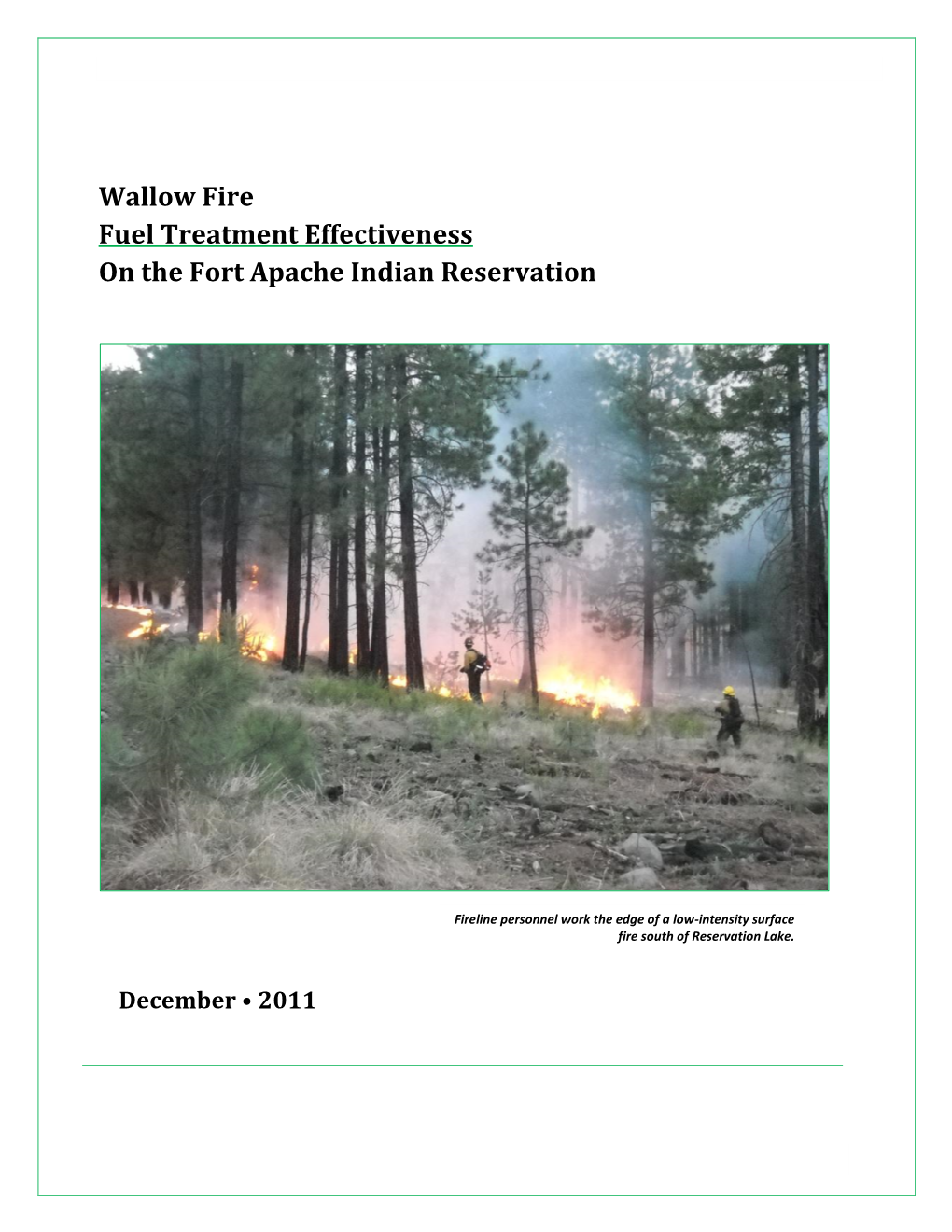 Wallow Fire Fuel Treatment Effectiveness on the Fort Apache Indian Reservation