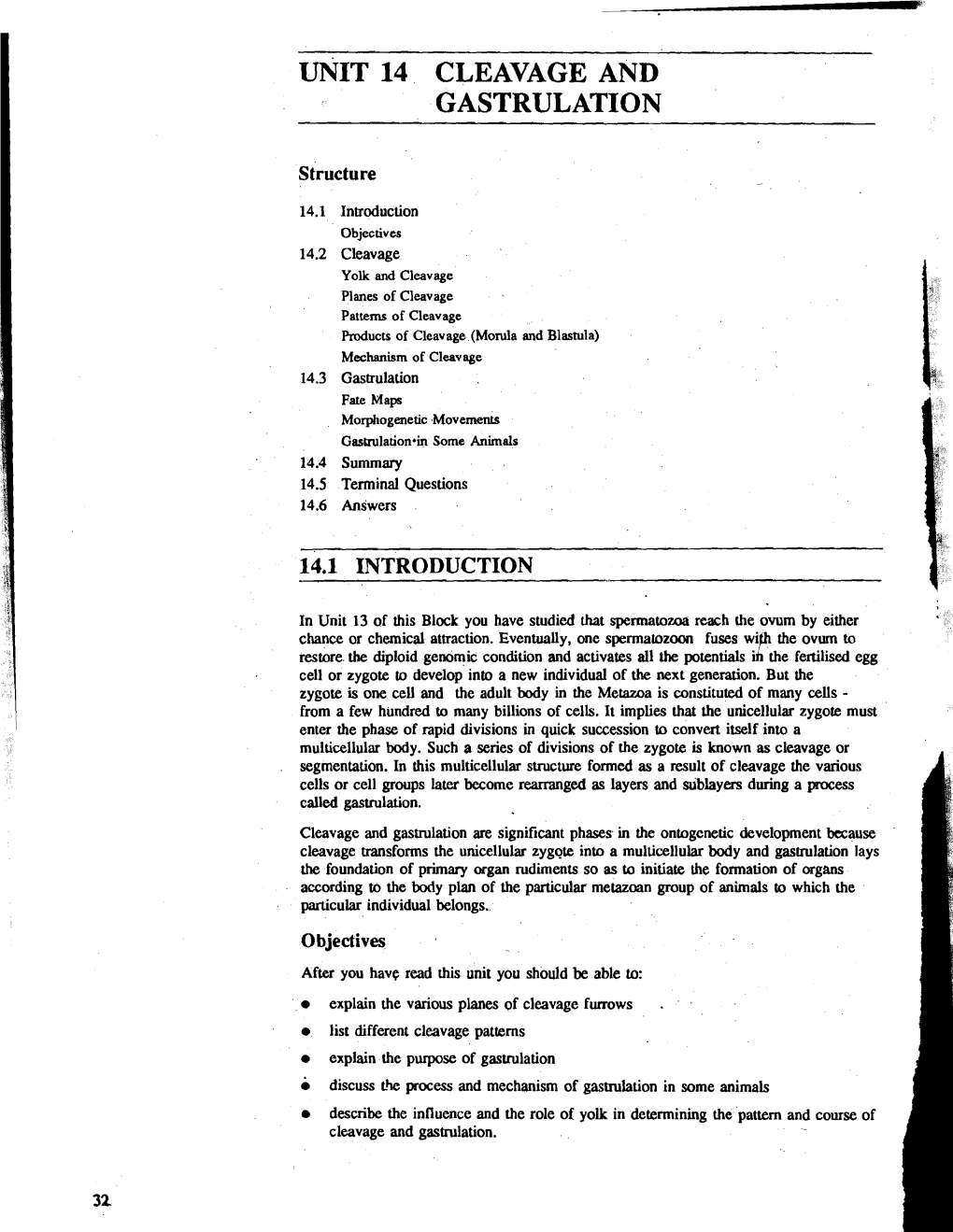 Unit 14 Cleavage and Gastrulation